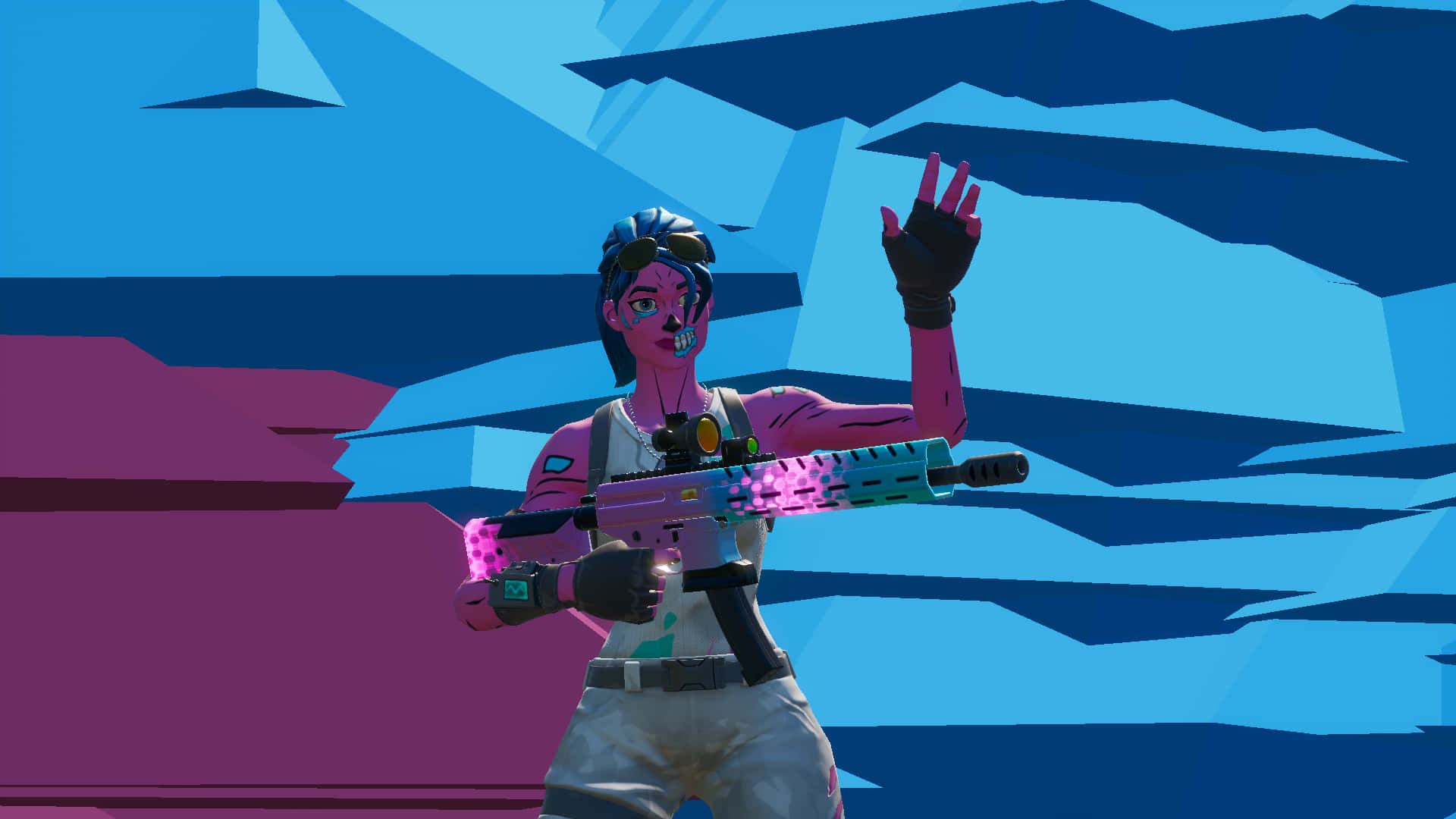 Cool Ghoul Trooper, vibrant pink, blue digital-art scene, Full HD Desktop Wallpaper