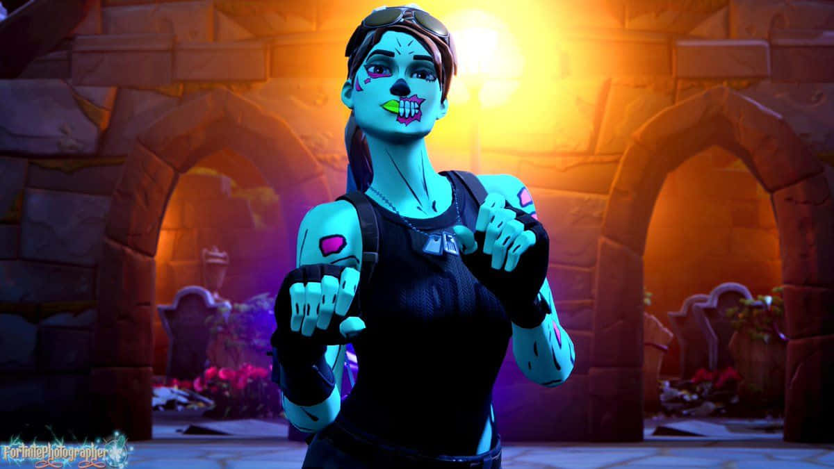Cool Ghoul Trooper, glowing blue skeleton, goggles, SD Desktop Wallpaper