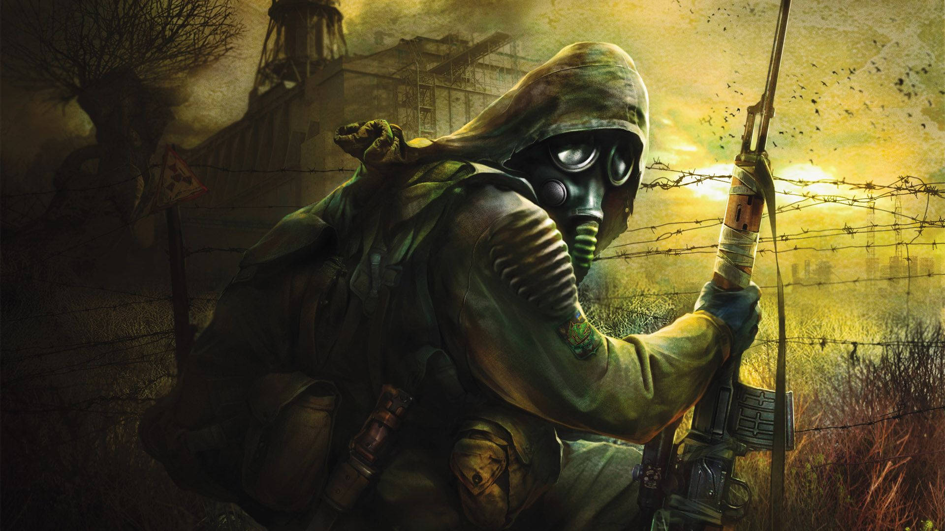 Cool Gaming Stalker Soldier, gas mask, hooded gear, Full HD Desktop Wallpaper