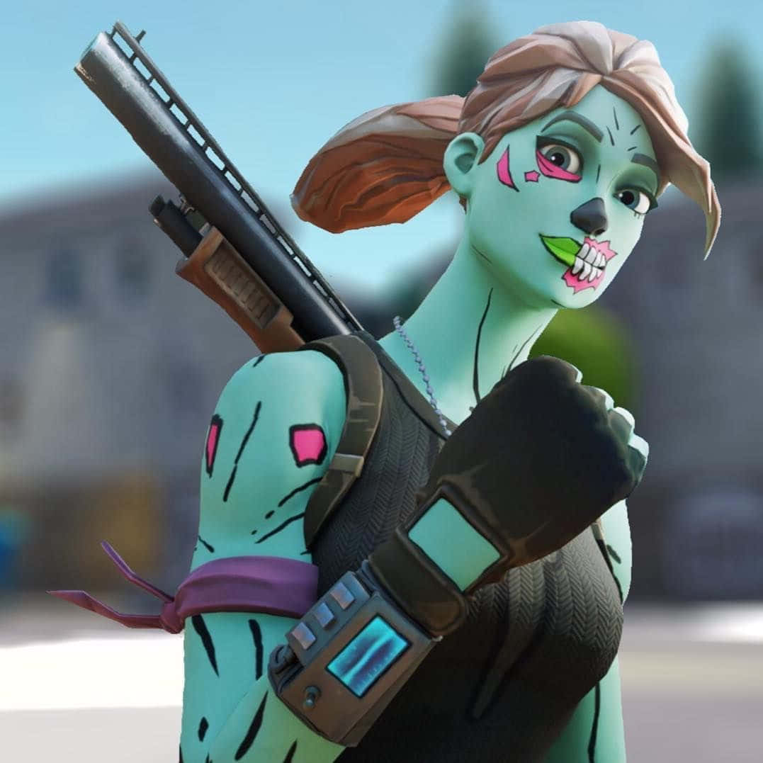 Cool Ghoul Trooper, teal-skinned, pink face paint, SD Desktop Wallpaper