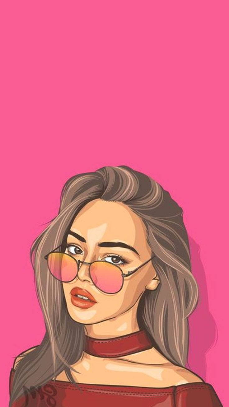 cool girl cartoon, pink, long gray hair, HD Phone Wallpaper