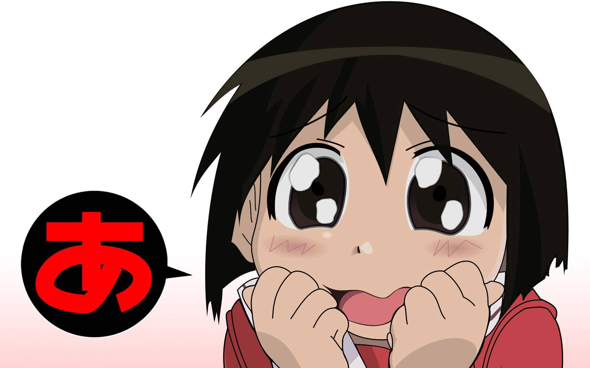 anime girl, wide eyes, clenched fists, Full HD Desktop Wallpaper