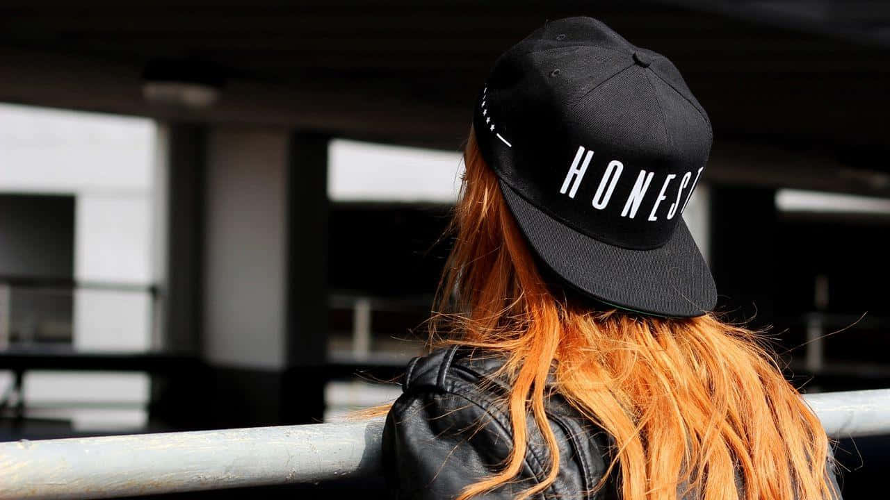 black cap, HONEST cap, fiery orange hair, HD Desktop Wallpaper