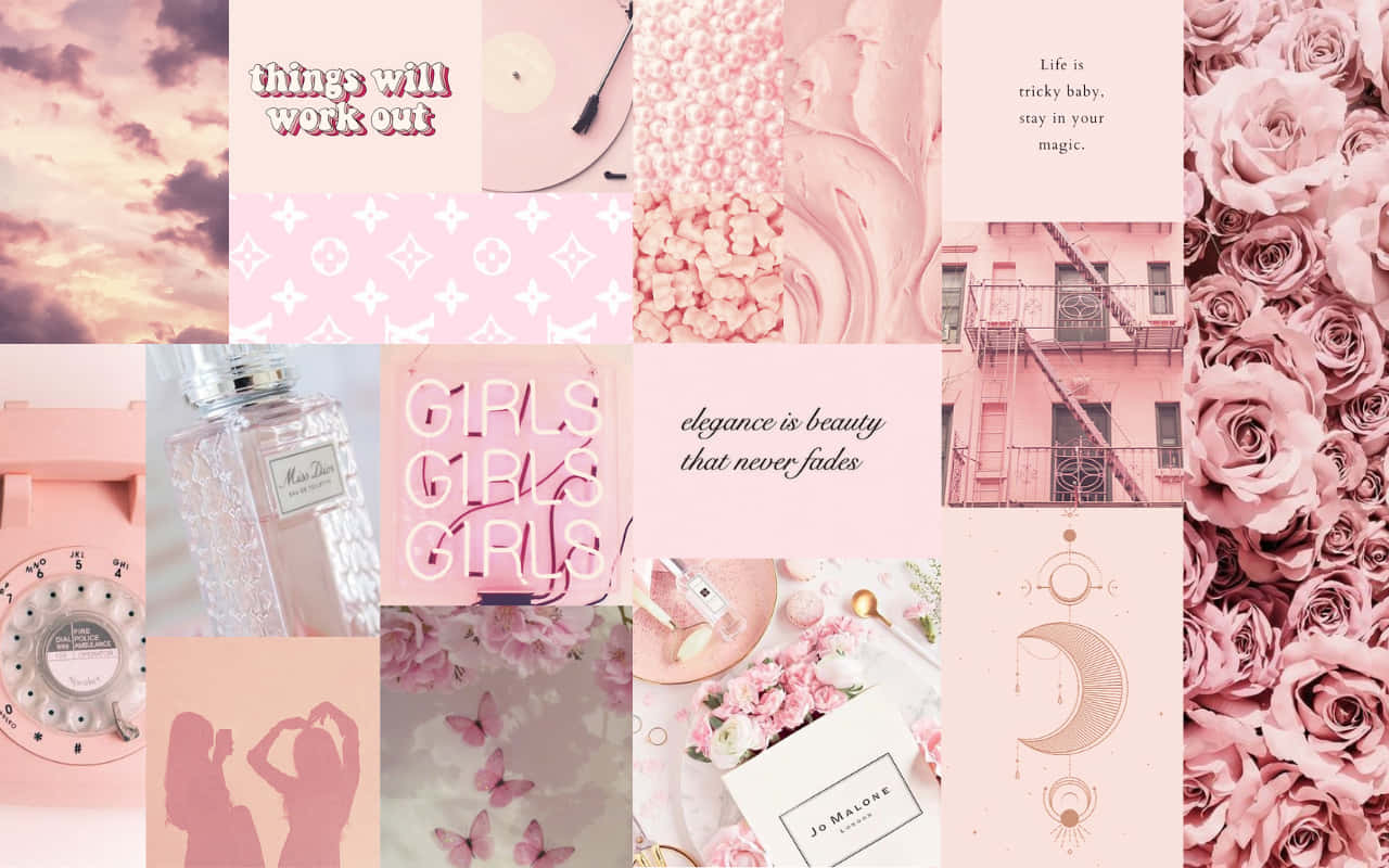 girly laptop, soft pink, roses, HD Desktop Wallpaper
