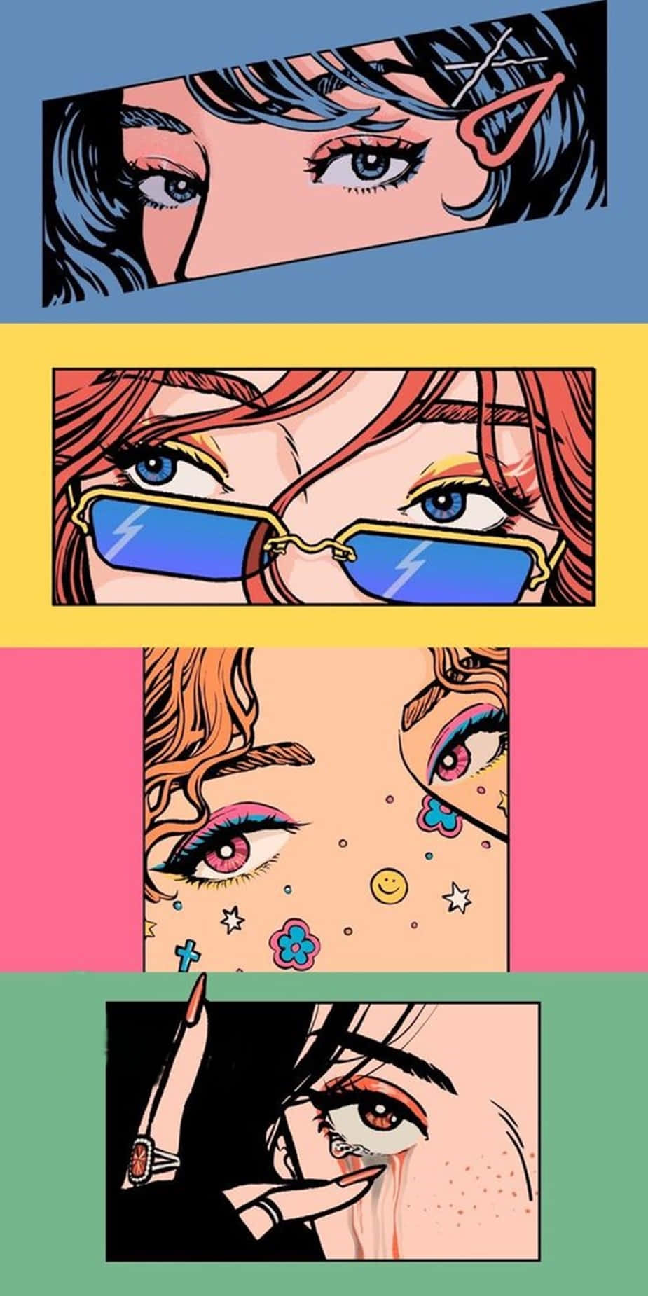 Baddie Girl, comic-style panels, stylized female eyes, HD Phone Wallpaper
