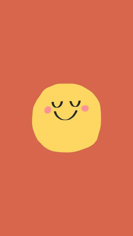 cheerful yellow smiley face, closed eyes, rosy cheeks, SD Phone Wallpaper
