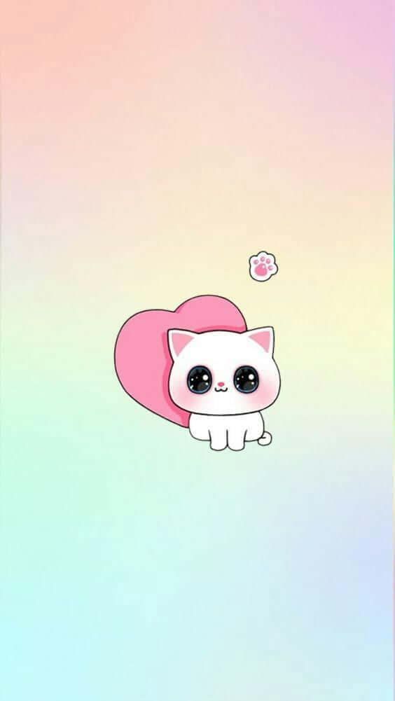 Cool Girly, white cartoon cat, big eyes, SD Phone Wallpaper