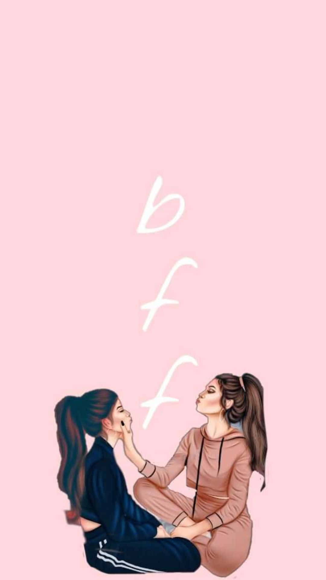 bff, pink background, glowing letters, Full HD Phone Wallpaper