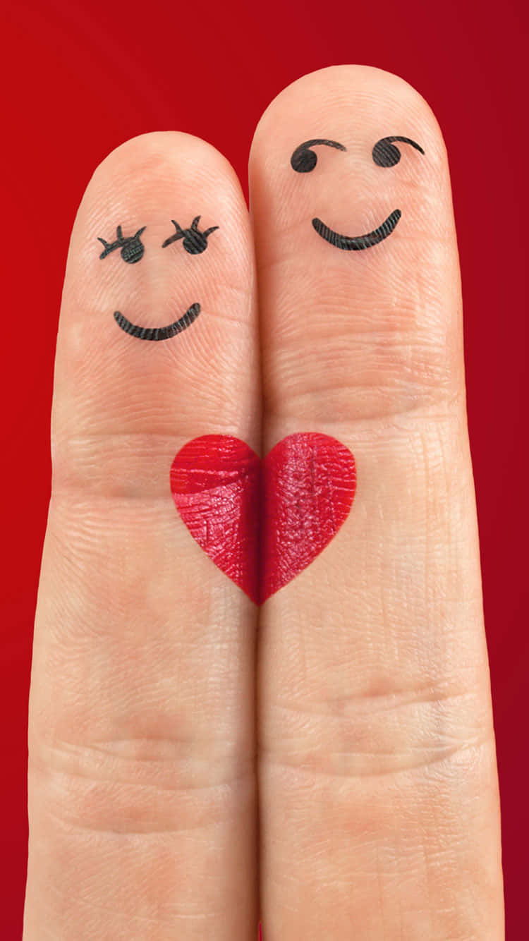 two fingers with a heart, eyelashes, red heart, HD Phone Wallpaper