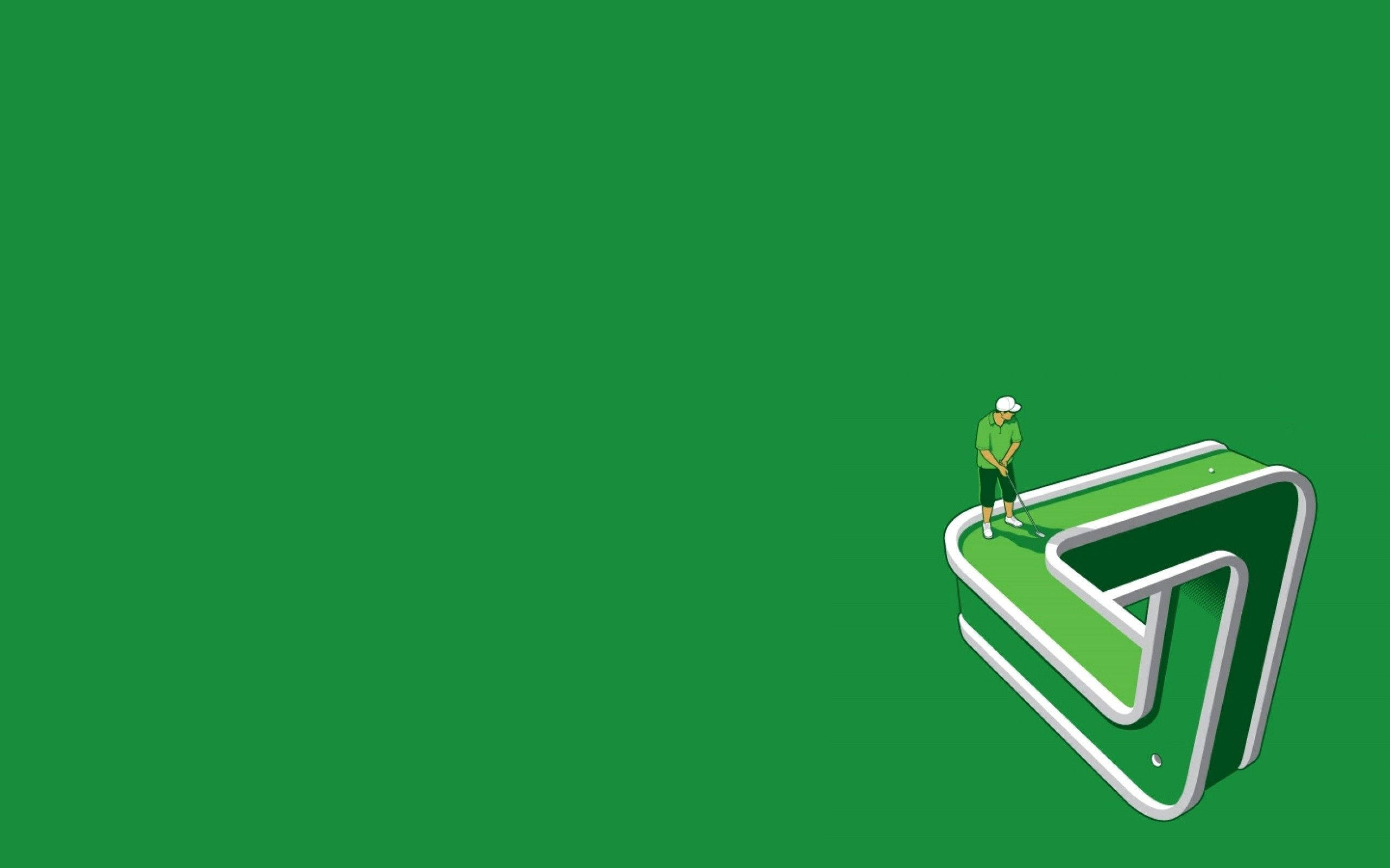 Golf, letter G, stylized green putting green, 2K Desktop Wallpaper