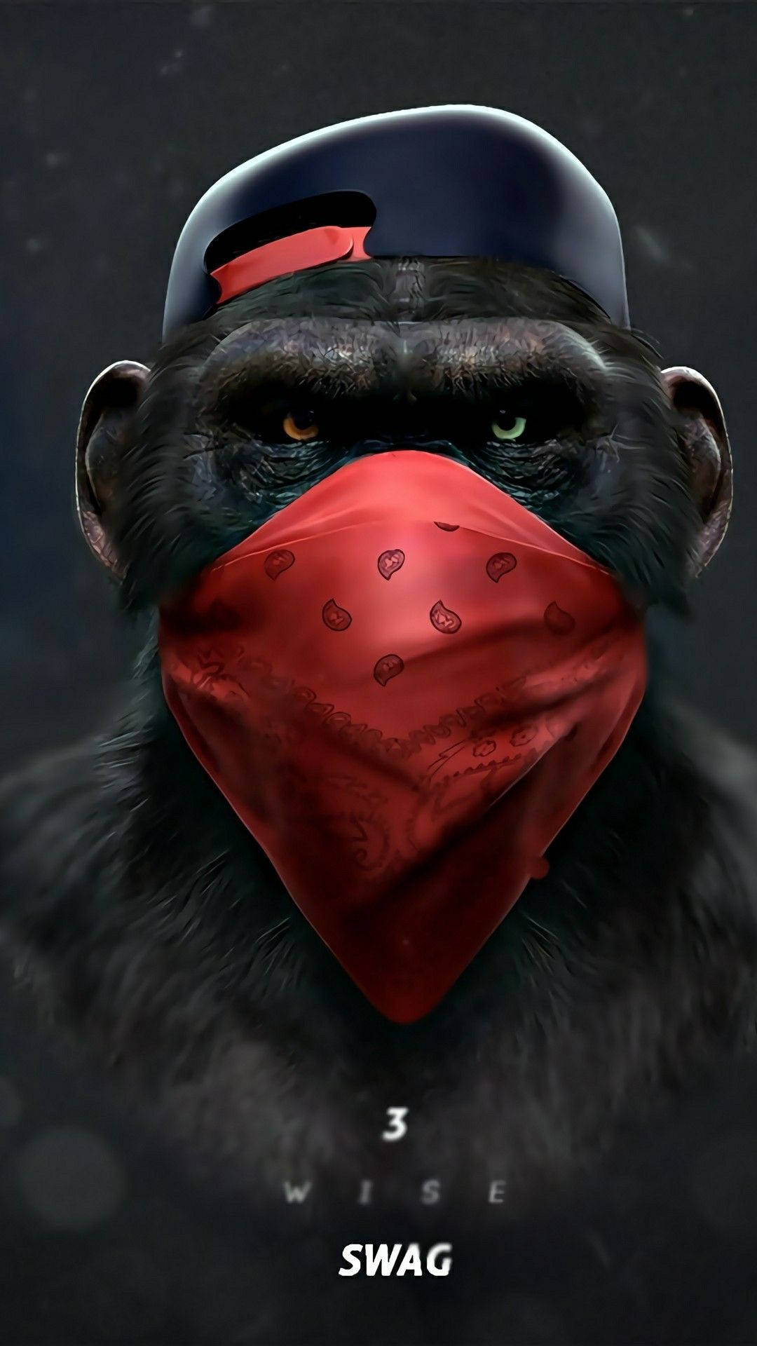 Cool Gorilla, red bandana, blue cap, Full HD Phone Wallpaper