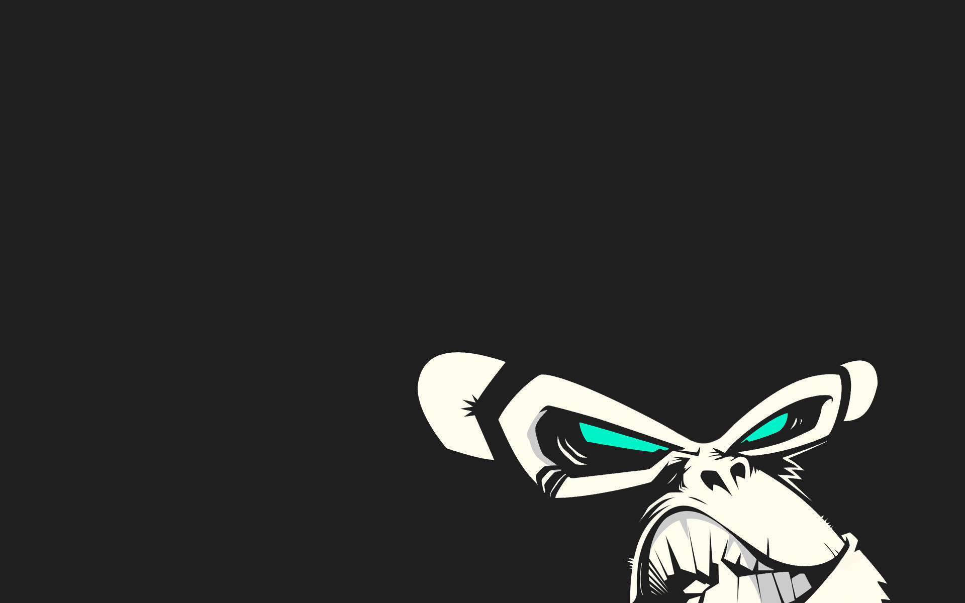 Cool Gorilla, white cartoon monkey, glowing teal eyes, Full HD Desktop Wallpaper