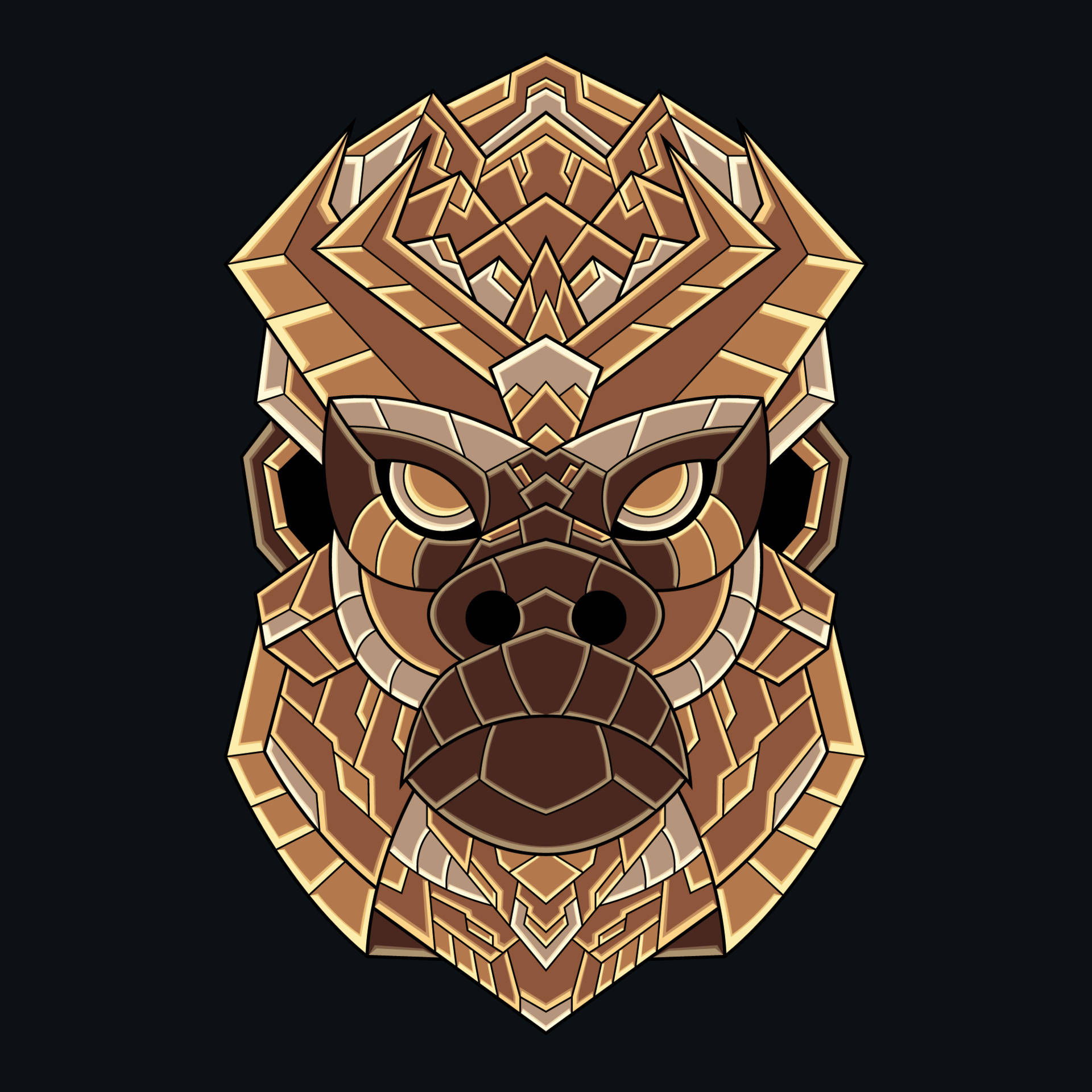 Cool Gorilla, gold, brown, Full HD Desktop Wallpaper