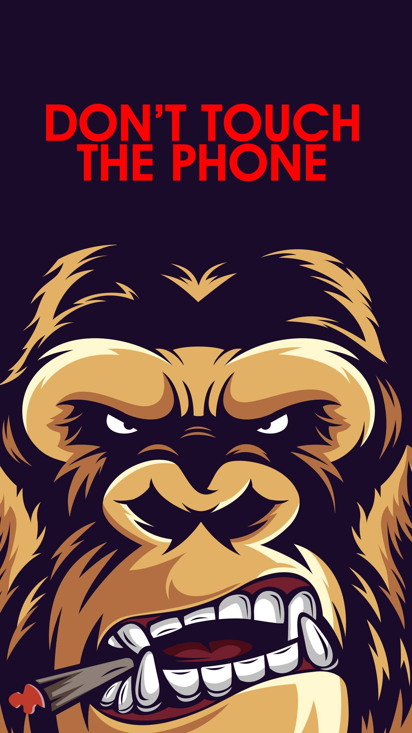 Cool Gorilla, angry cartoon gorilla, bared teeth, 2K Phone Wallpaper