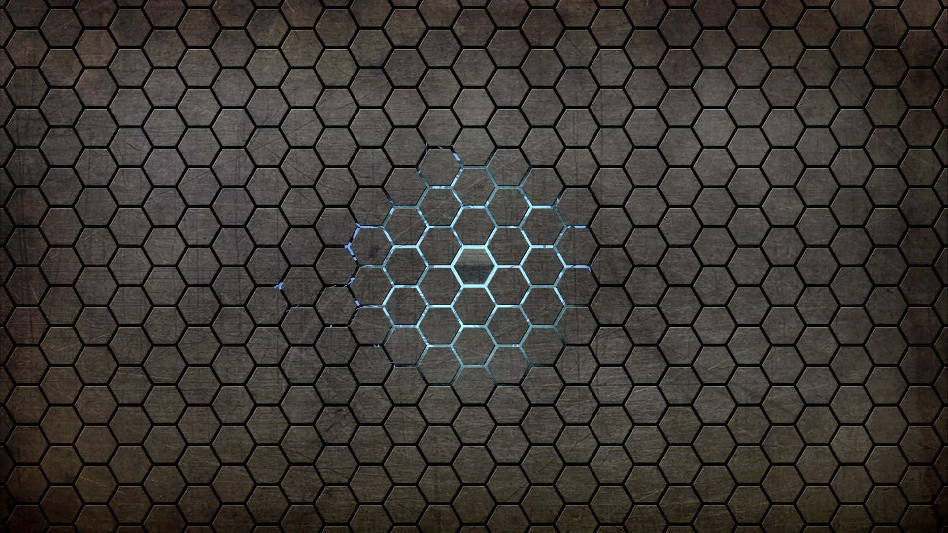 Cool Gray, dark hexagonal grid pattern, glowing blue hexagons, Full HD Desktop Wallpaper