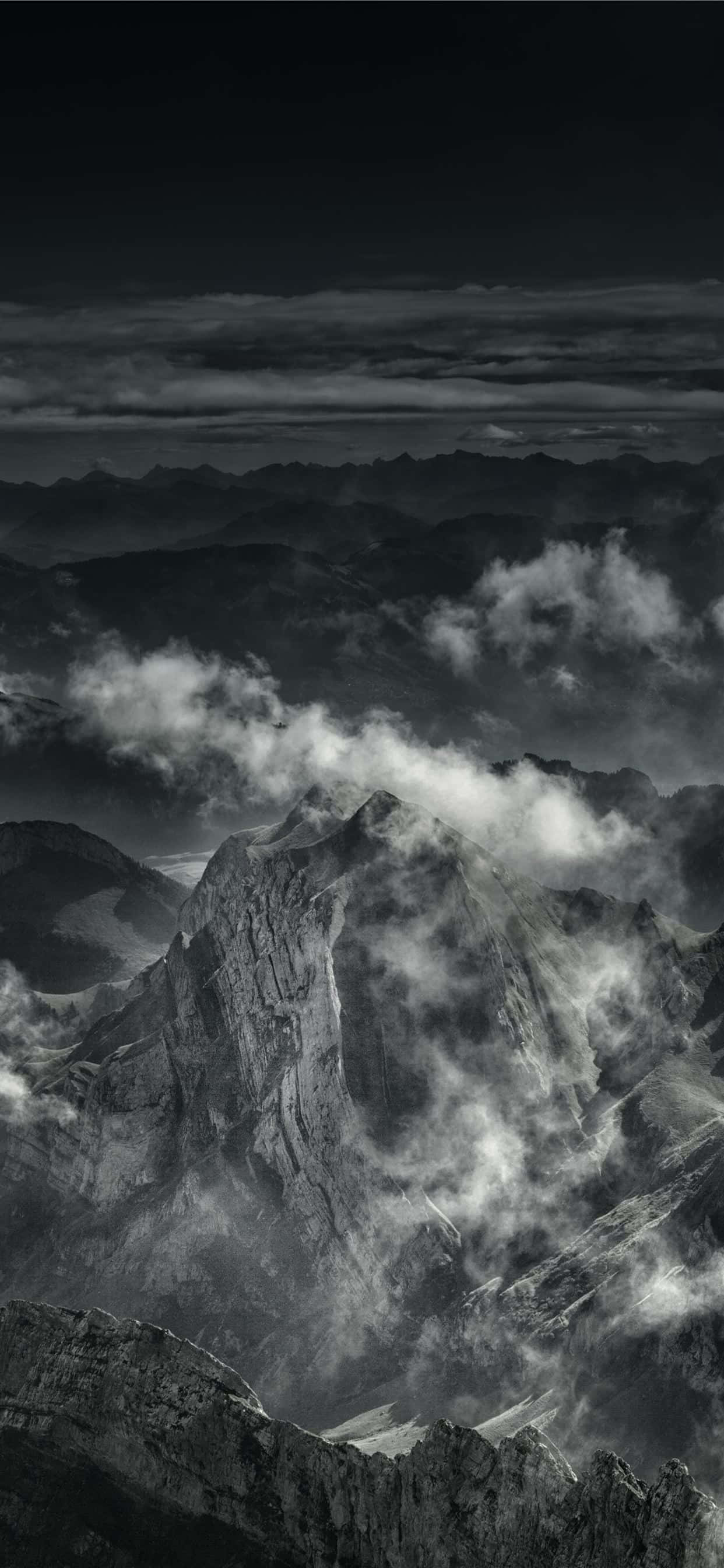 mountain, clouds, dark sky, 2K Phone Wallpaper