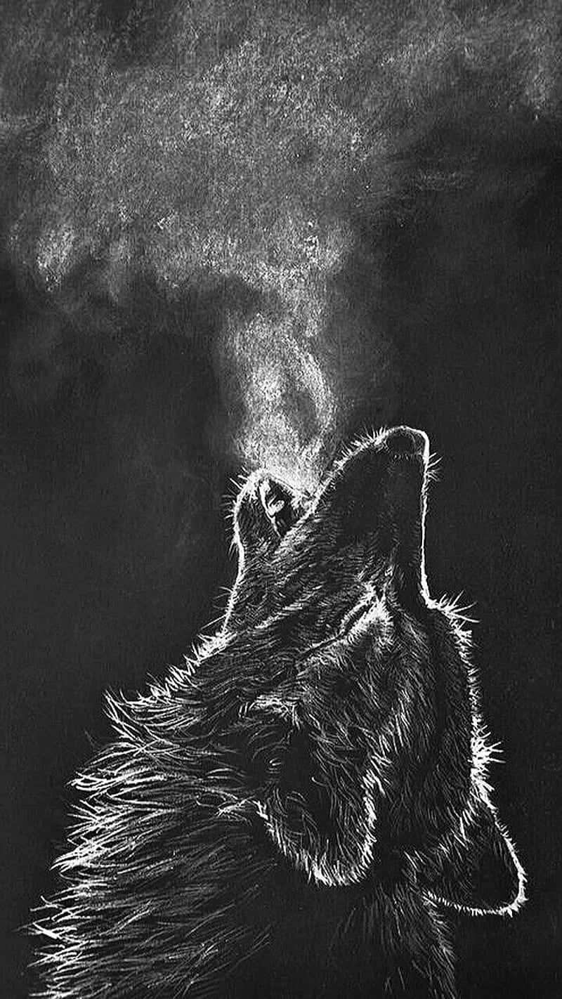 Cool Grey, charcoal drawing, wolf howling, HD Phone Wallpaper