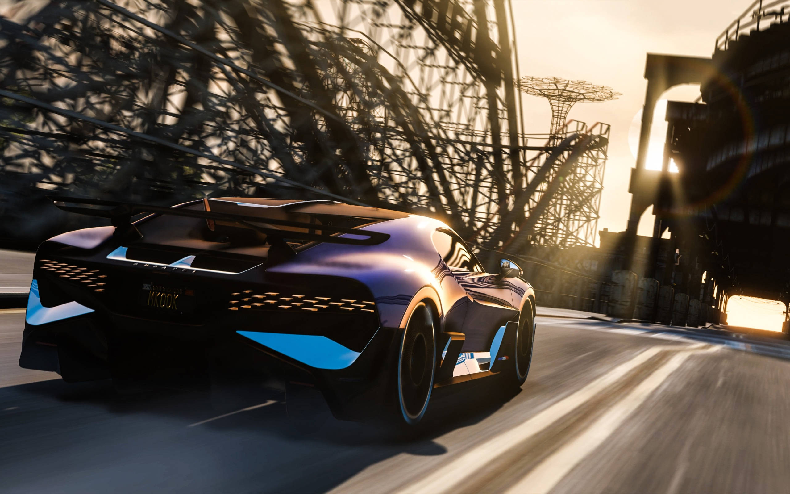 GTA 5, futuristic sports car, blue accents, 2K Desktop Wallpaper
