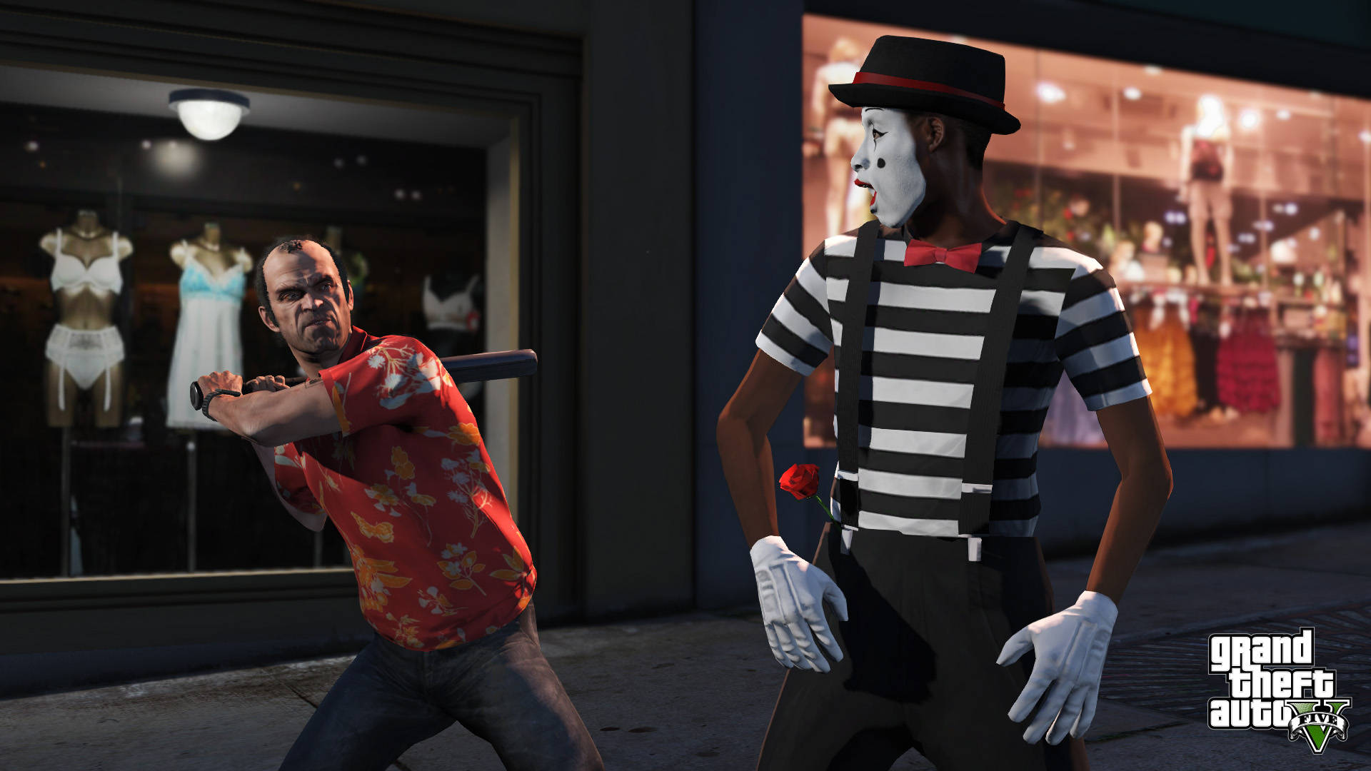 GTA, shocked mime, red floral shirt, Full HD Desktop Wallpaper