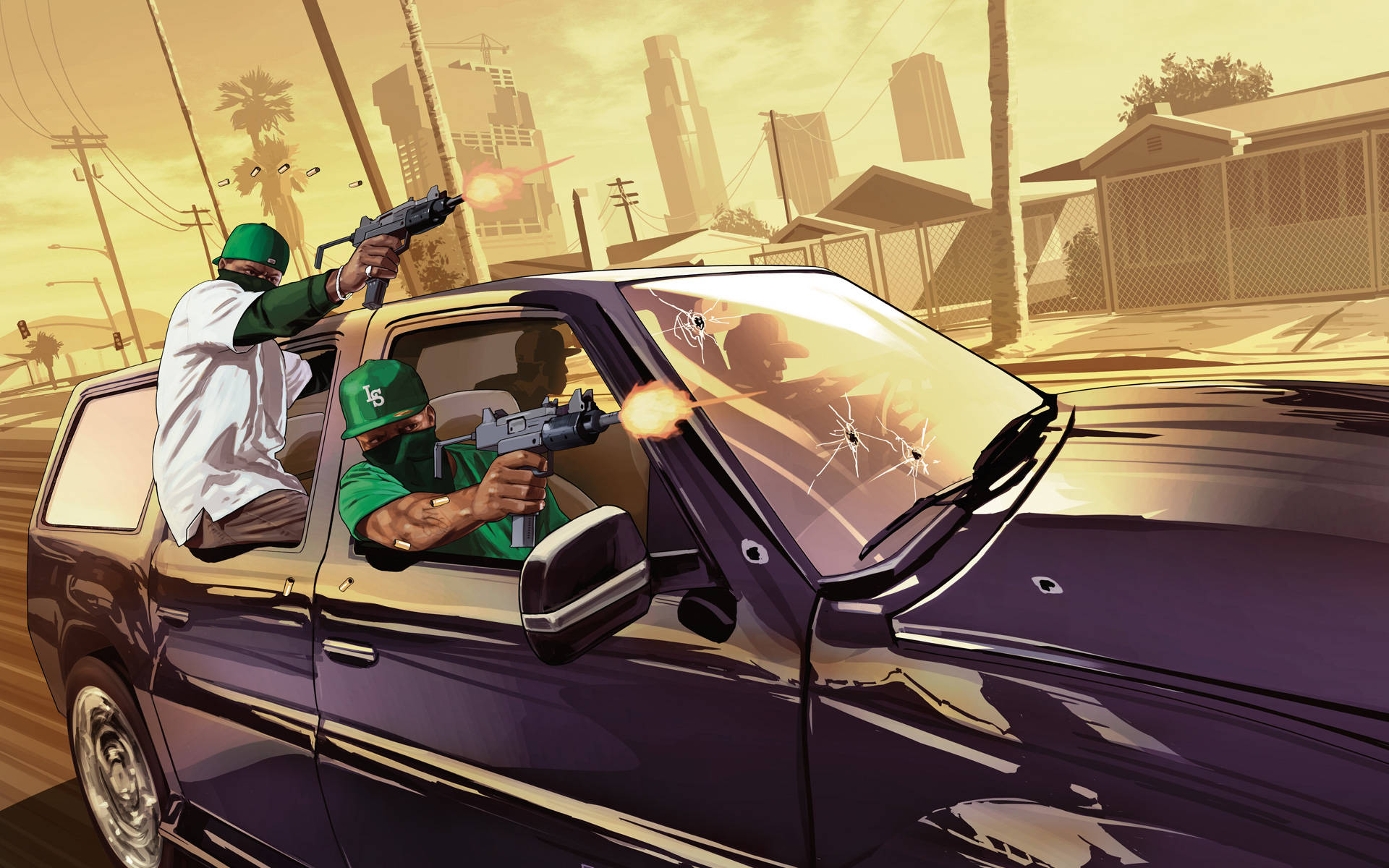 GTA, gang car, purple SUV, Full HD Desktop Wallpaper