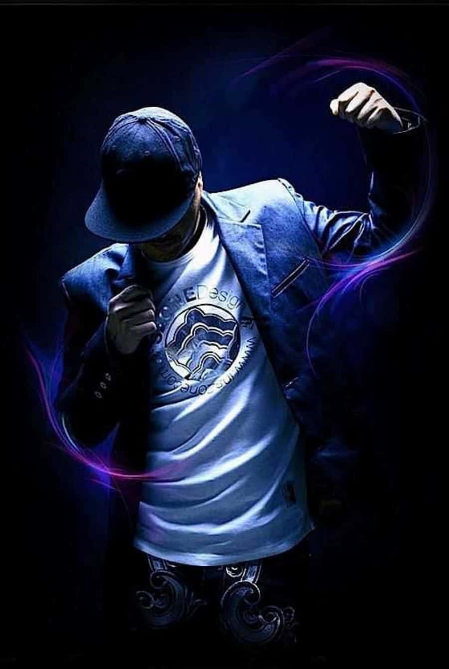 Cool Guy, neon streaks, glowing purple energy swirls, HD Phone Wallpaper