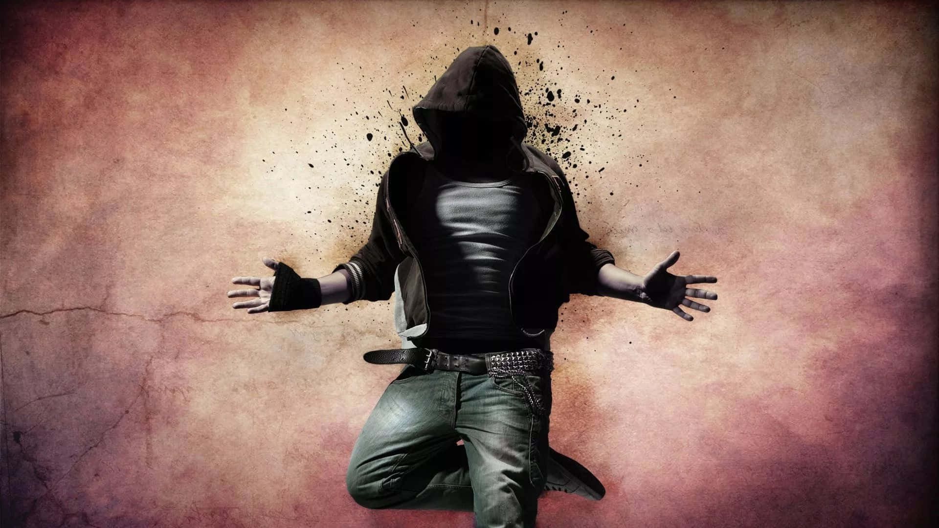 Cool Guy, hooded figure, black jacket, Full HD Desktop Wallpaper