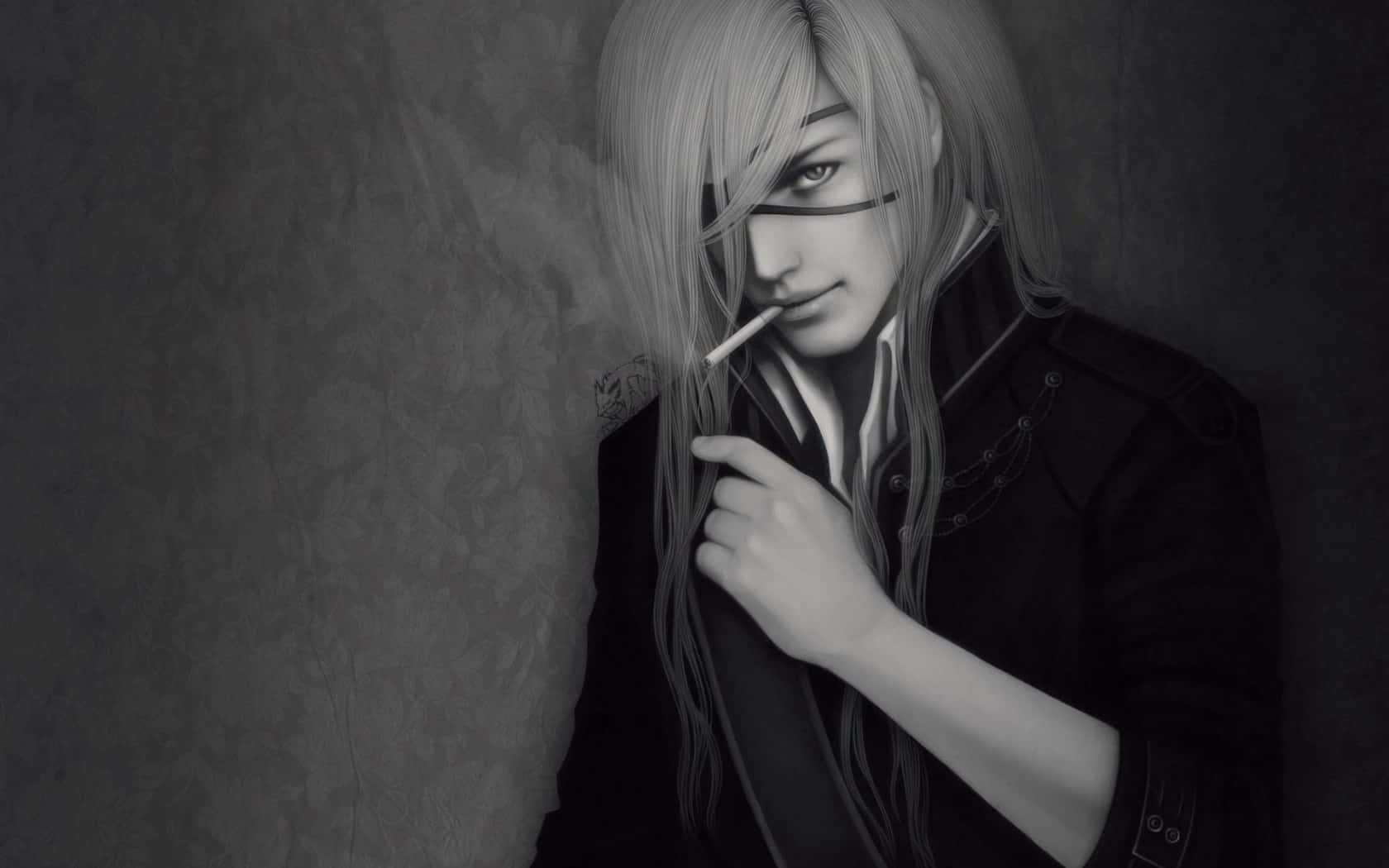 Cool Guy, eyepatch, long silver hair, HD Desktop Wallpaper