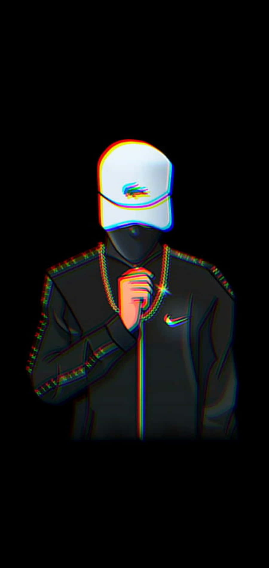 glitch-art, black jacket, white cap, HD Phone Wallpaper