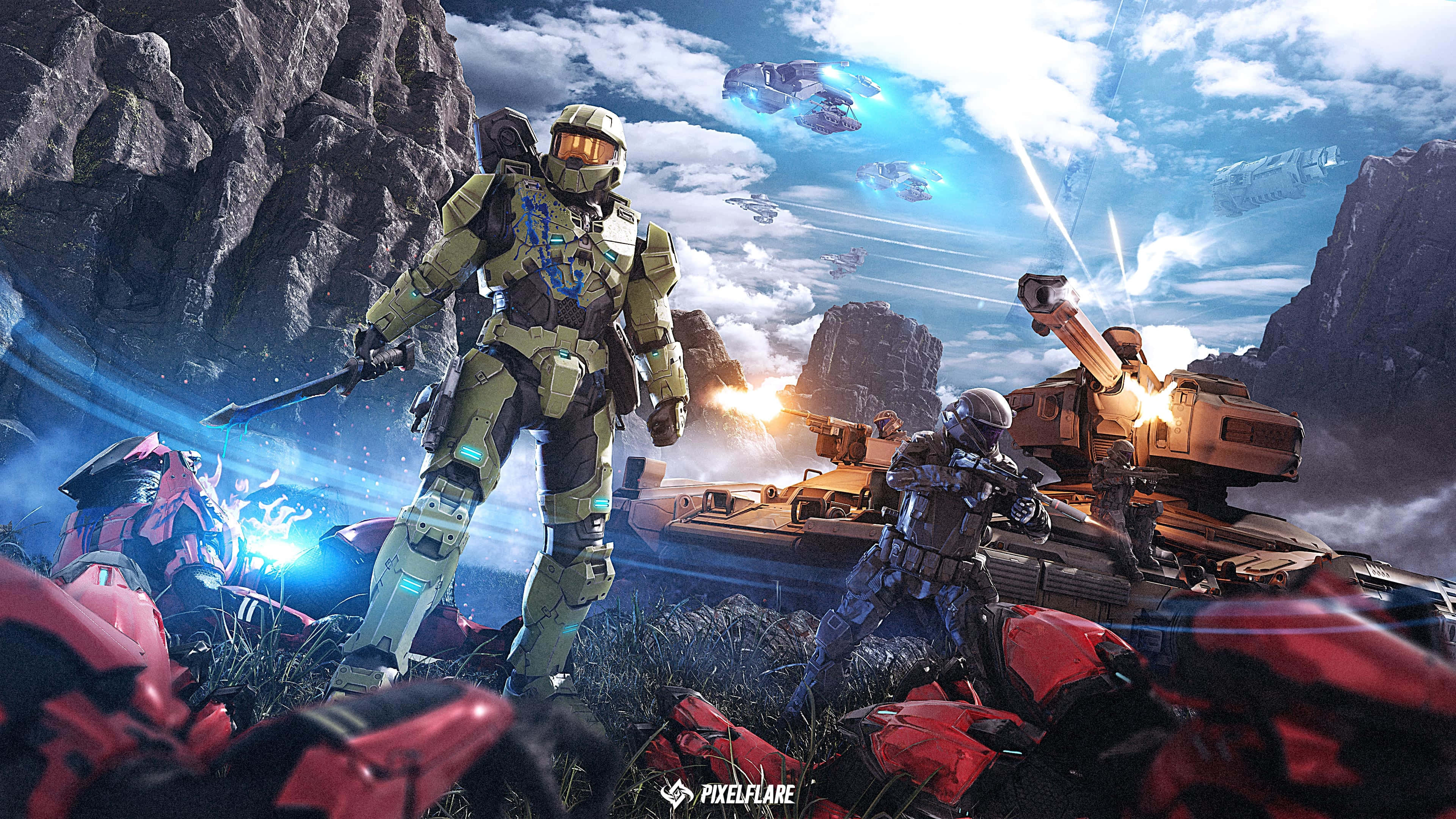 Halo, soldier, green armor, 4K Desktop Wallpaper
