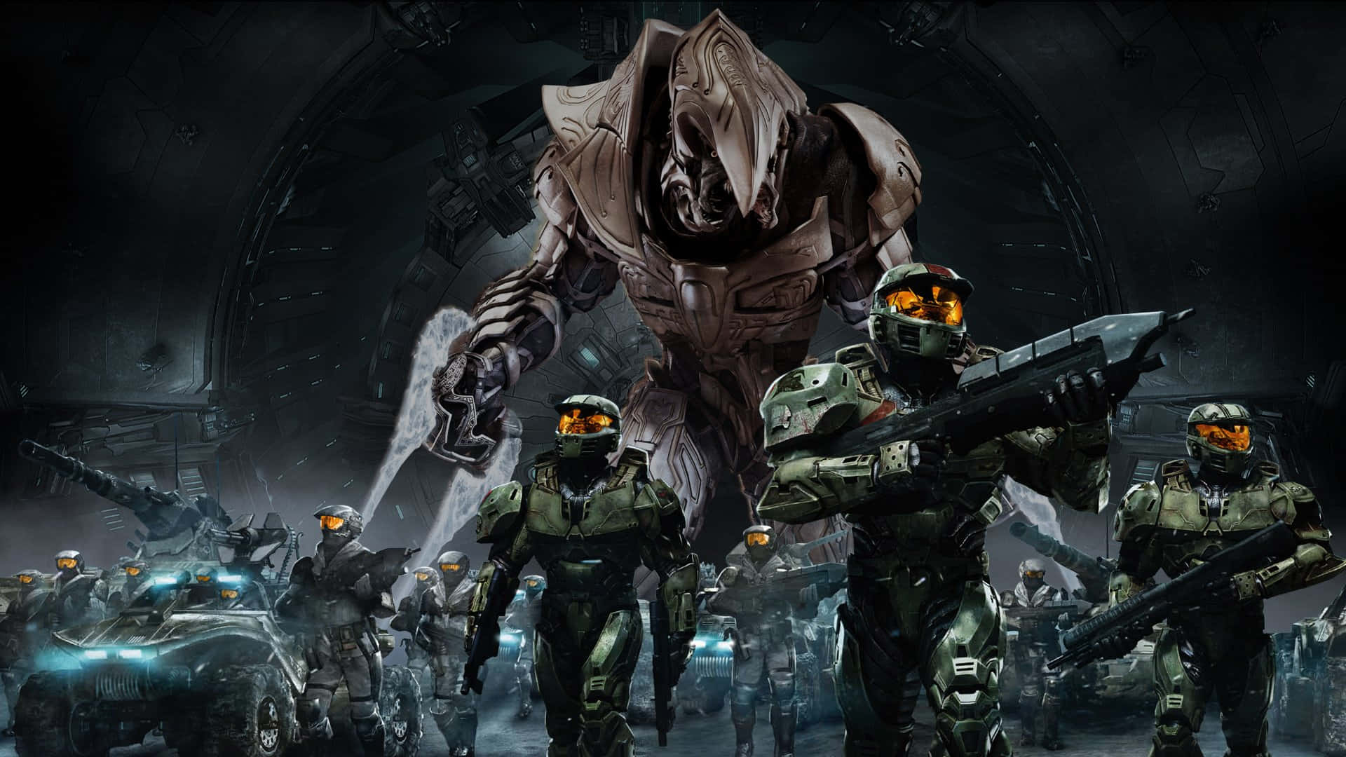Cool Halo, green armor, massive armored alien, Full HD Desktop Wallpaper
