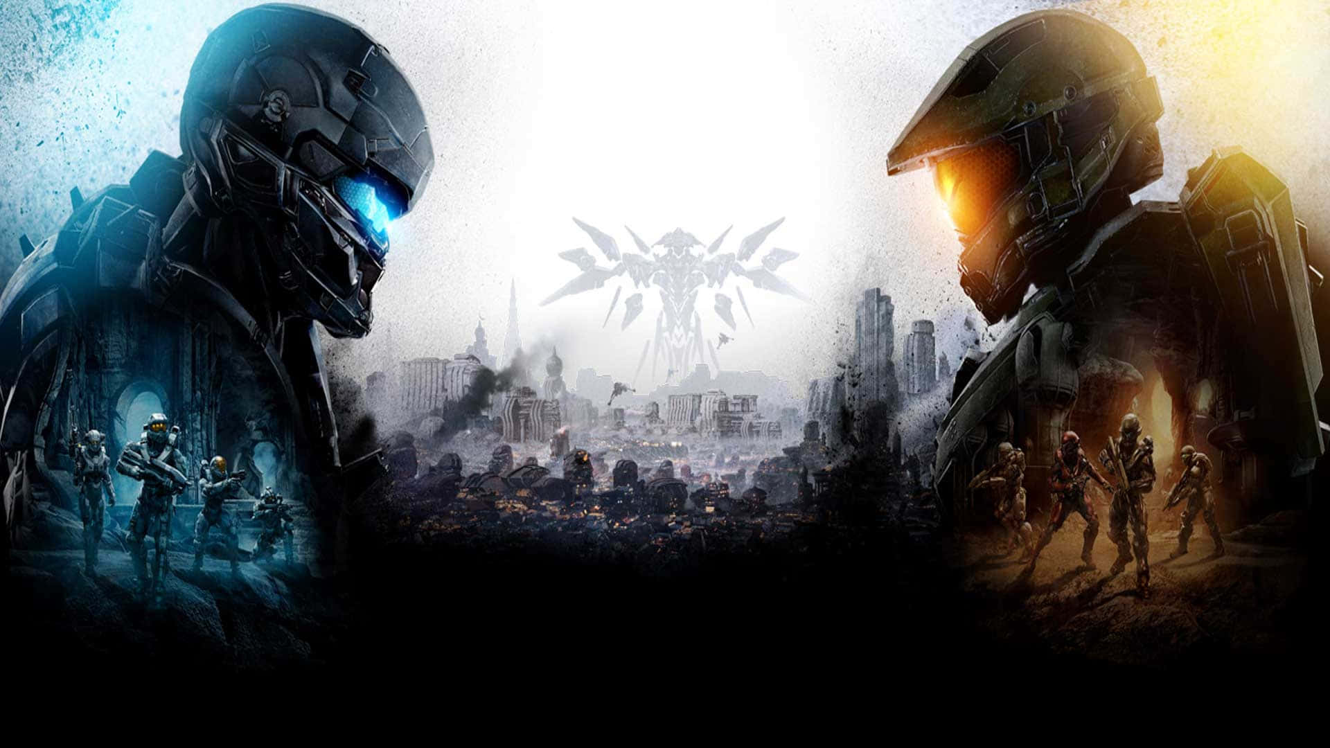 Cool Halo, red and blue halo, armored soldiers, Full HD Desktop Wallpaper