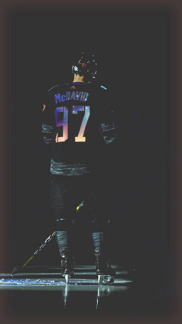 black jersey, glowing number 97, ice, SD Phone Wallpaper