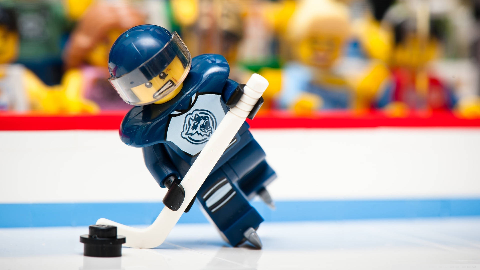 Cool Hockey, blue Lego hockey player, ice rink, Full HD Desktop Wallpaper