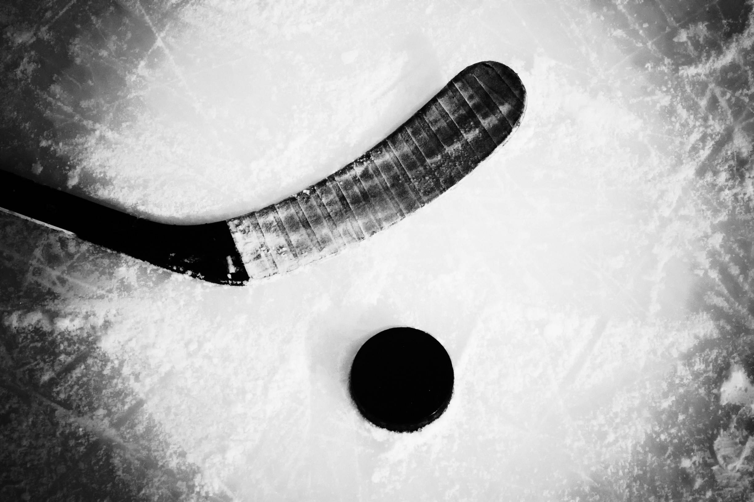Cool Hockey, black and white, worn hockey stick, Full HD Desktop Wallpaper