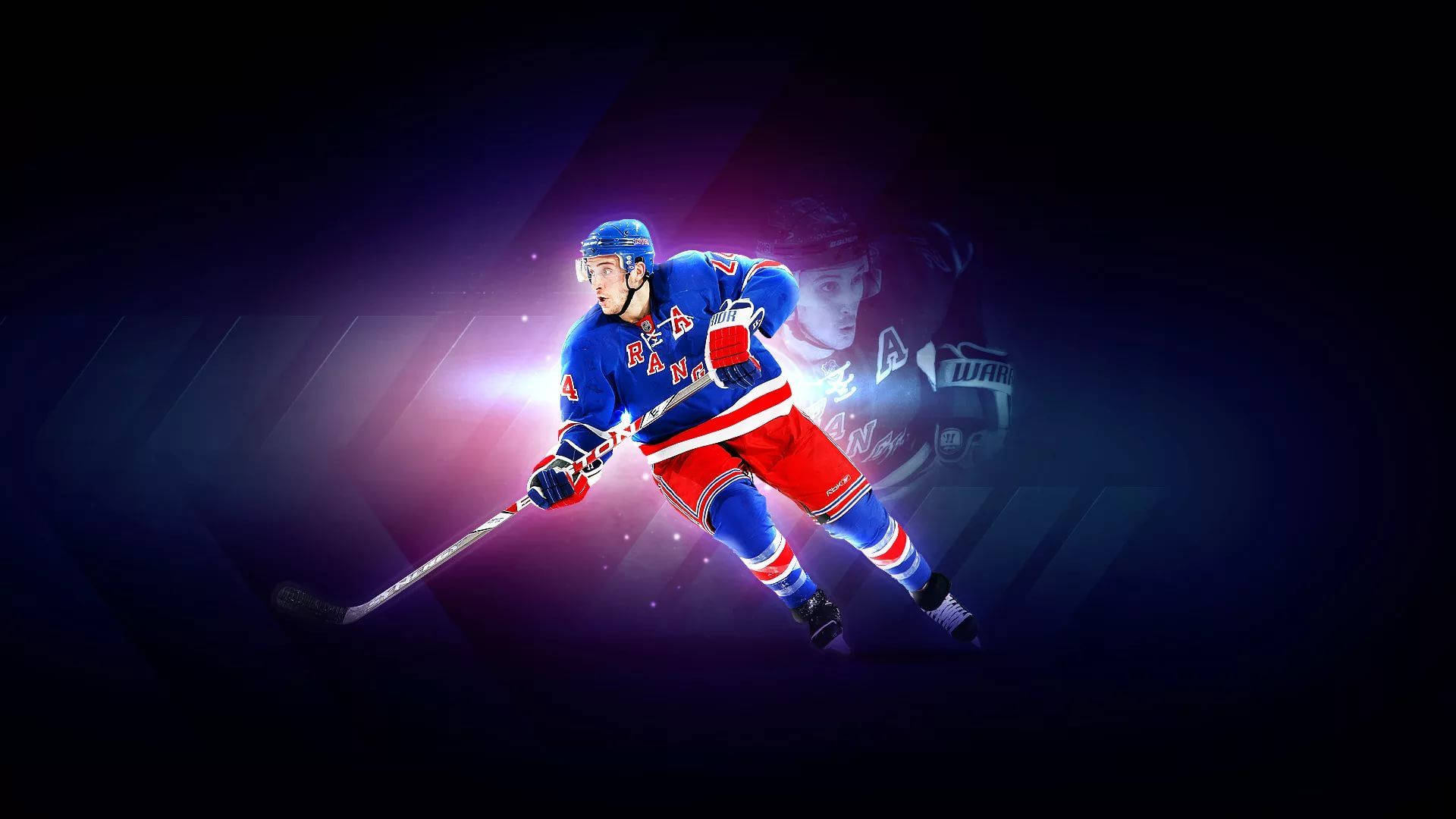 blue and red uniform, dark glowing background, motion blur effects, Full HD Desktop Wallpaper