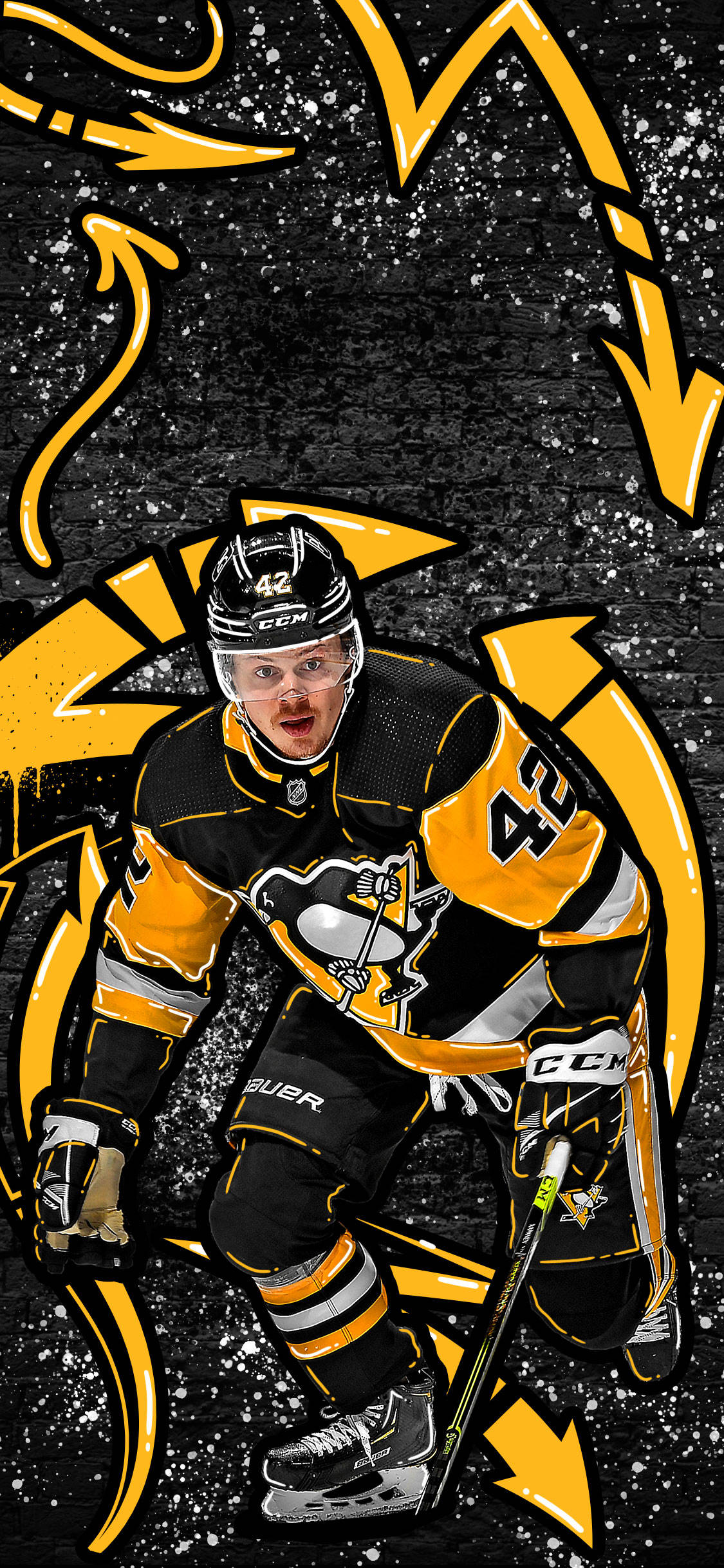 Cool Hockey, black and gold uniform, dark textured background, Full HD Phone Wallpaper