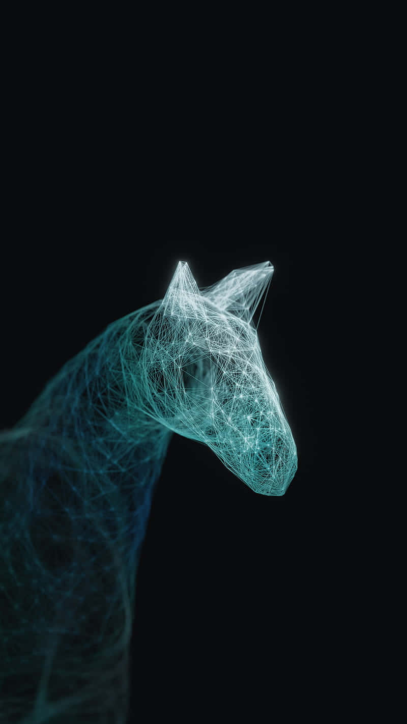 teal, wireframe, horse head, HD Phone Wallpaper