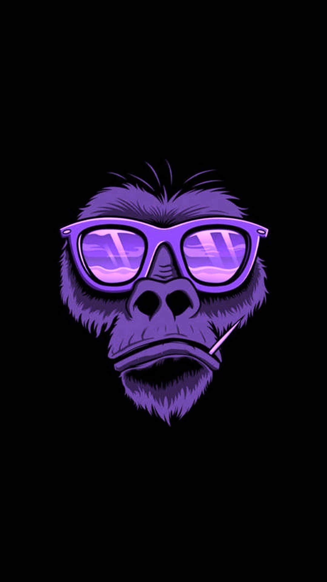 purple gorilla, oversized sunglasses, cigarette, Full HD Phone Wallpaper