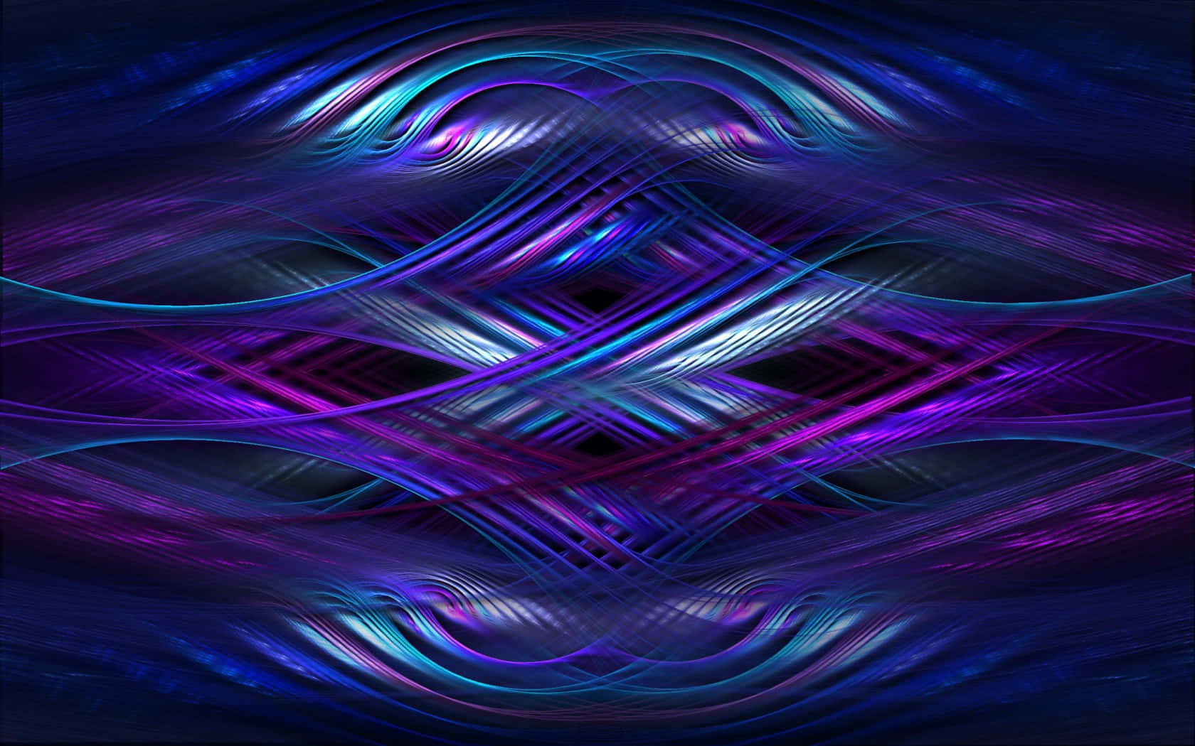 neon blue, purple fractal waves, dark background, HD Desktop Wallpaper