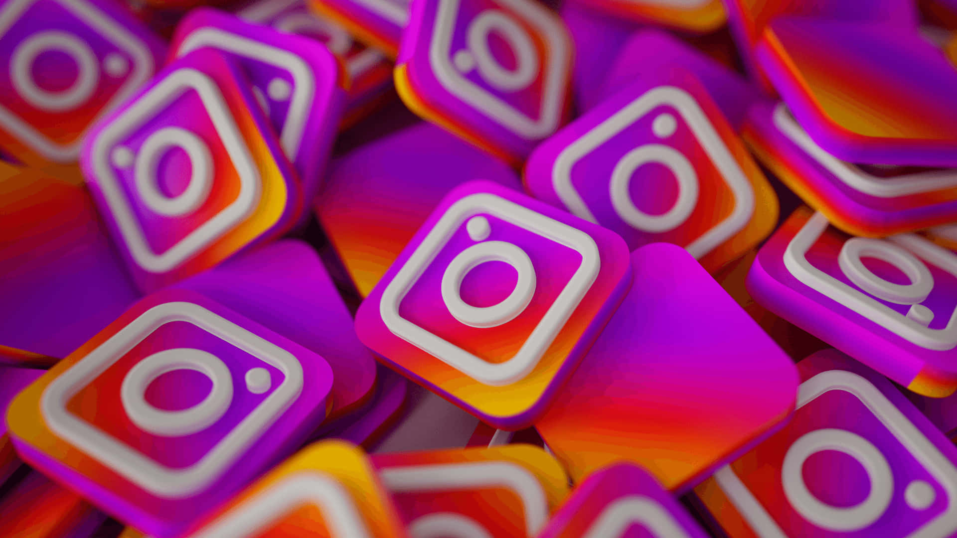 Instagram app icons, gradient purple orange and white, 3d-rendered, Full HD Desktop Wallpaper