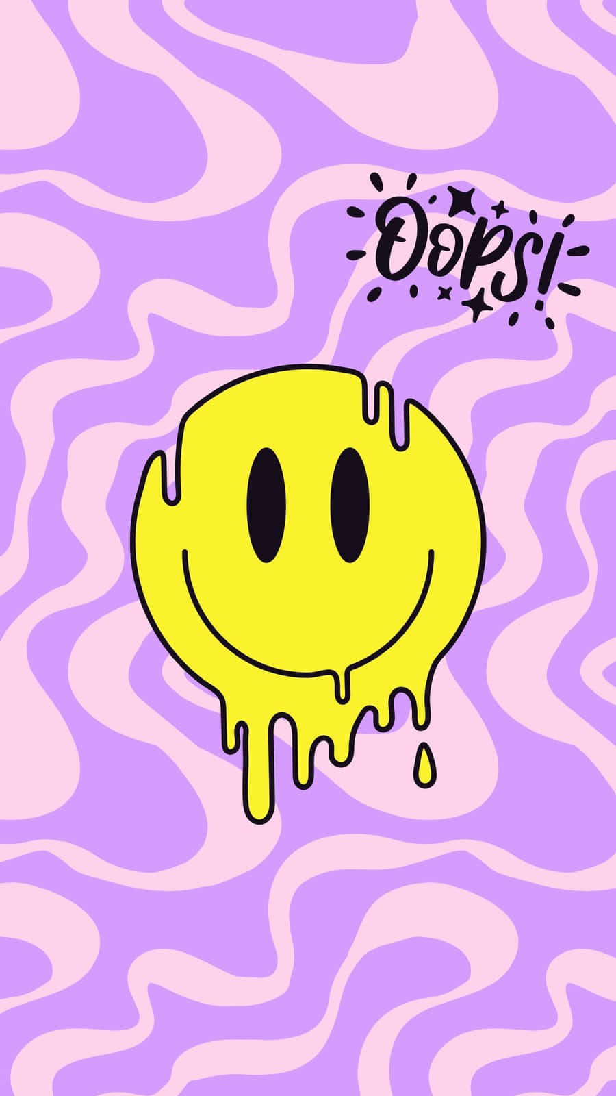 melting yellow smiley face, swirling purple and pink background, OOPS!, HD Phone Wallpaper