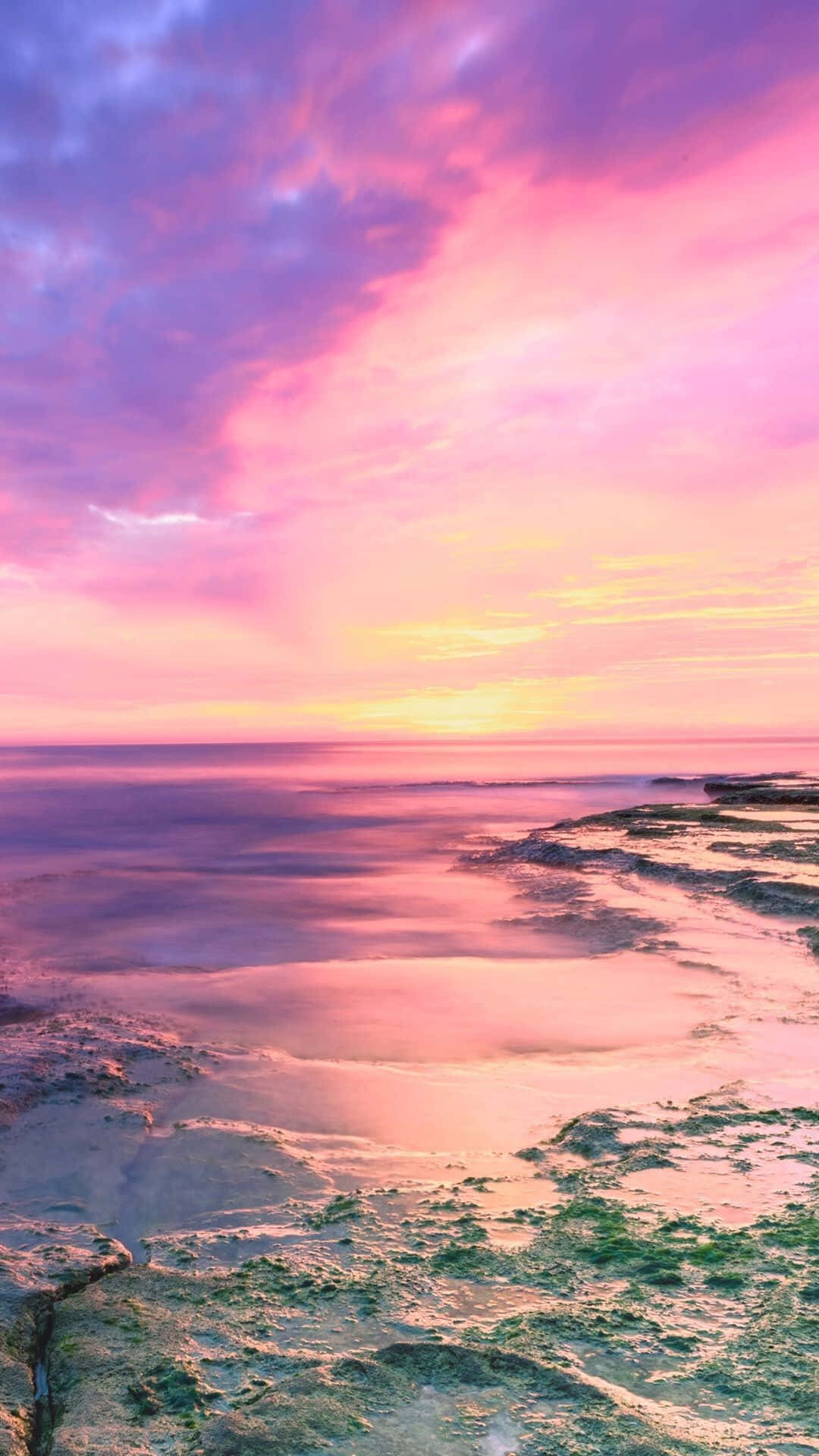 sunset, vivid pinks, purples, Full HD Phone Wallpaper