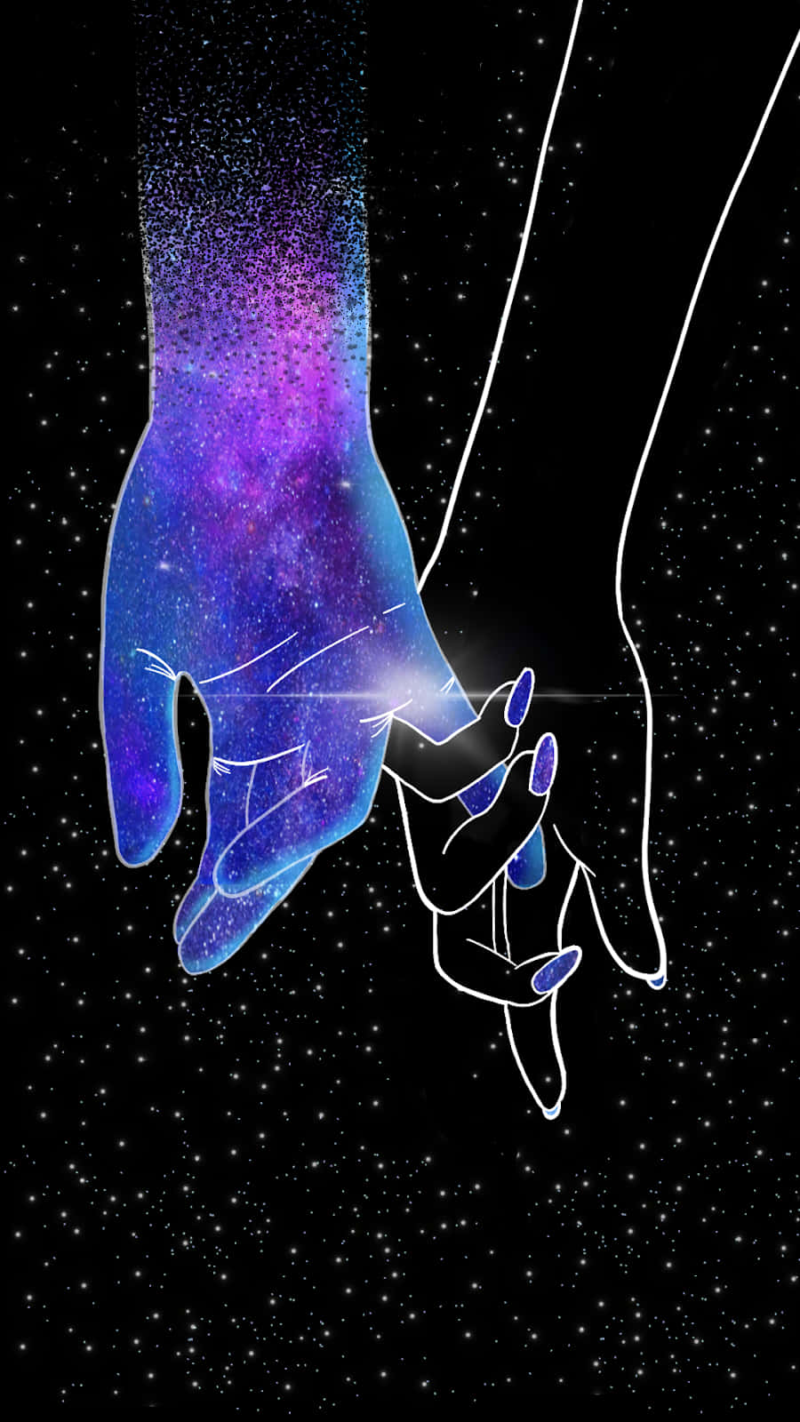 cosmic nebulae, starry void, hands clasped together, HD Phone Wallpaper