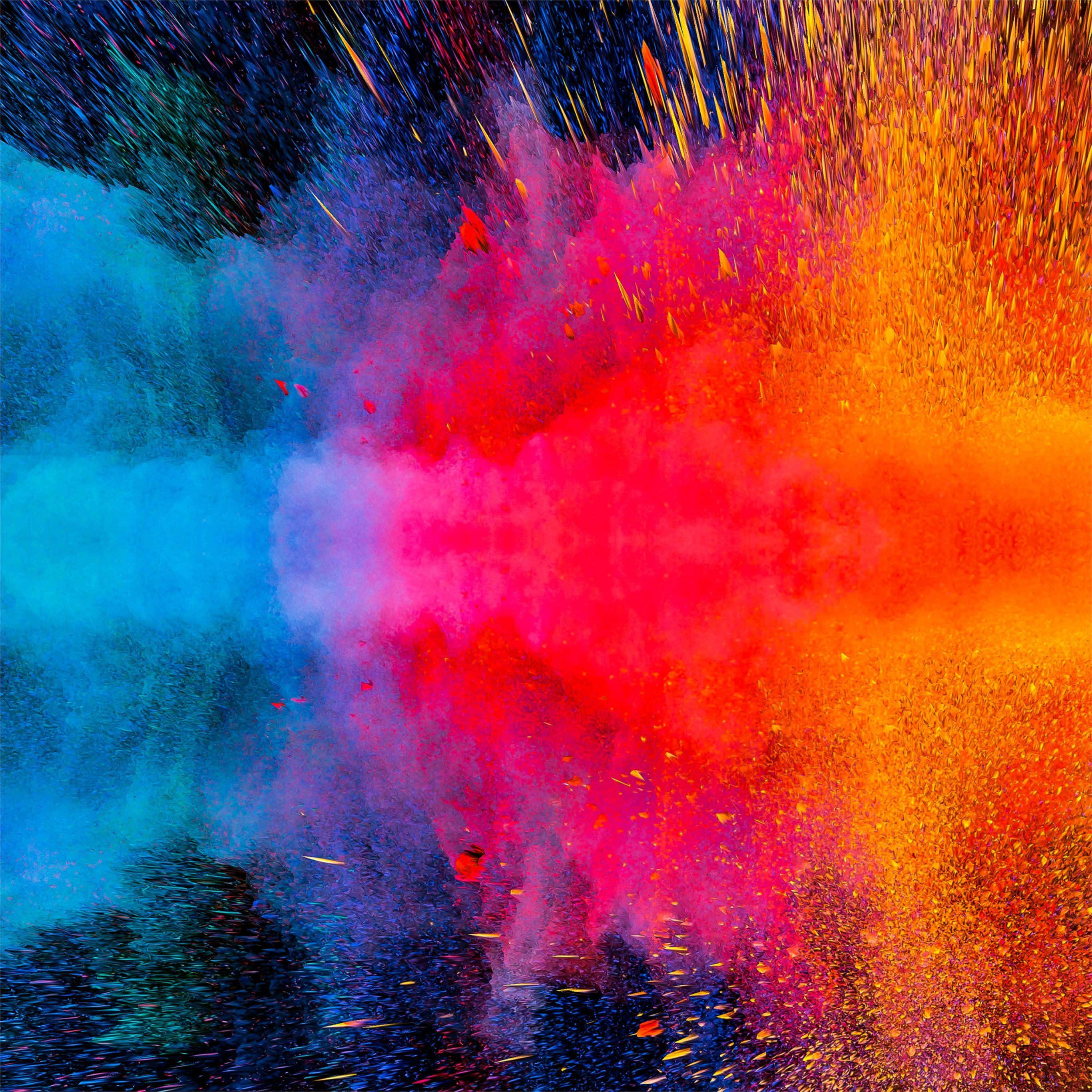 iPad Pro, Color Burst, multicolored powder particles, 2K Desktop Wallpaper
