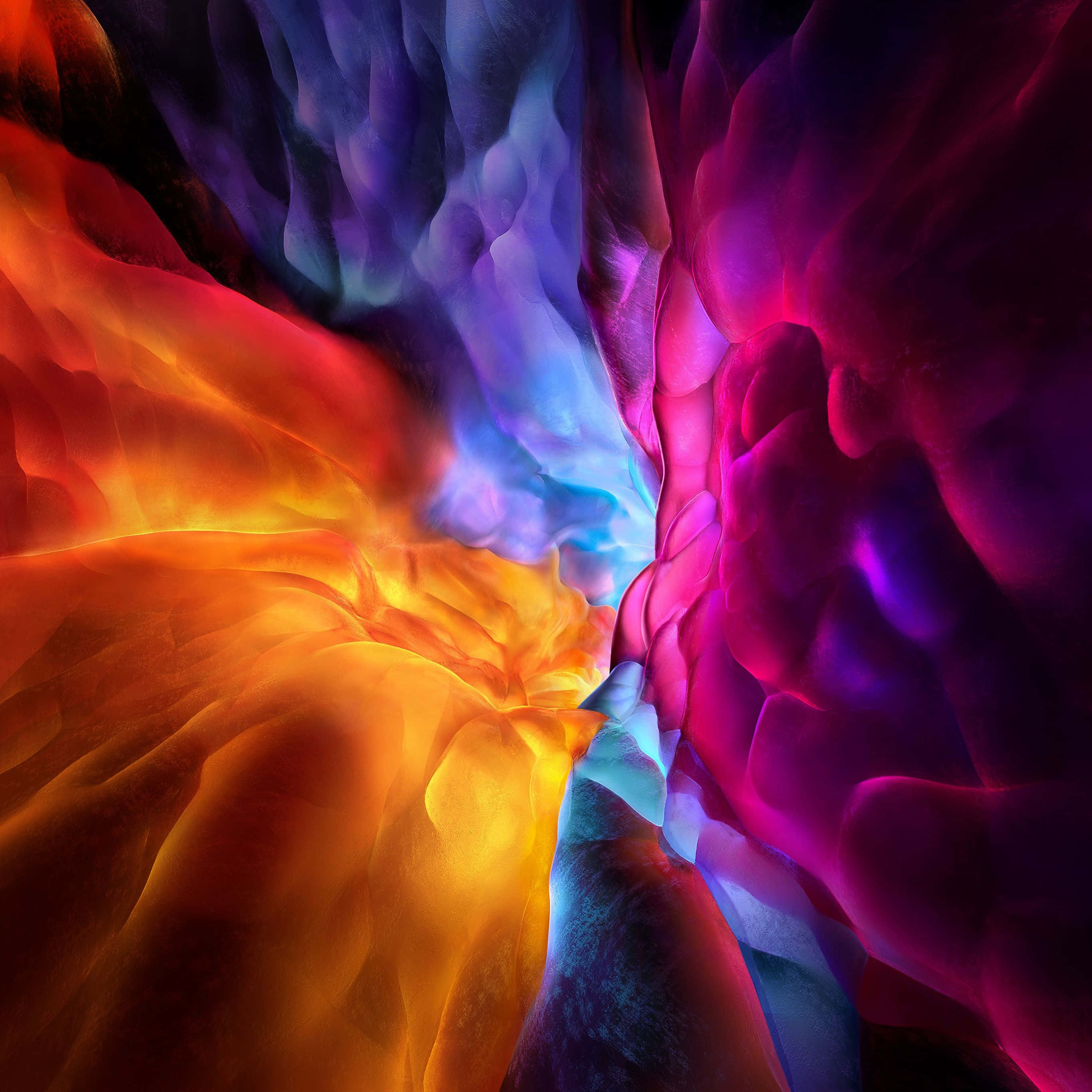 iPad Pro, Dark Color Burst, orange, 2K Desktop Wallpaper