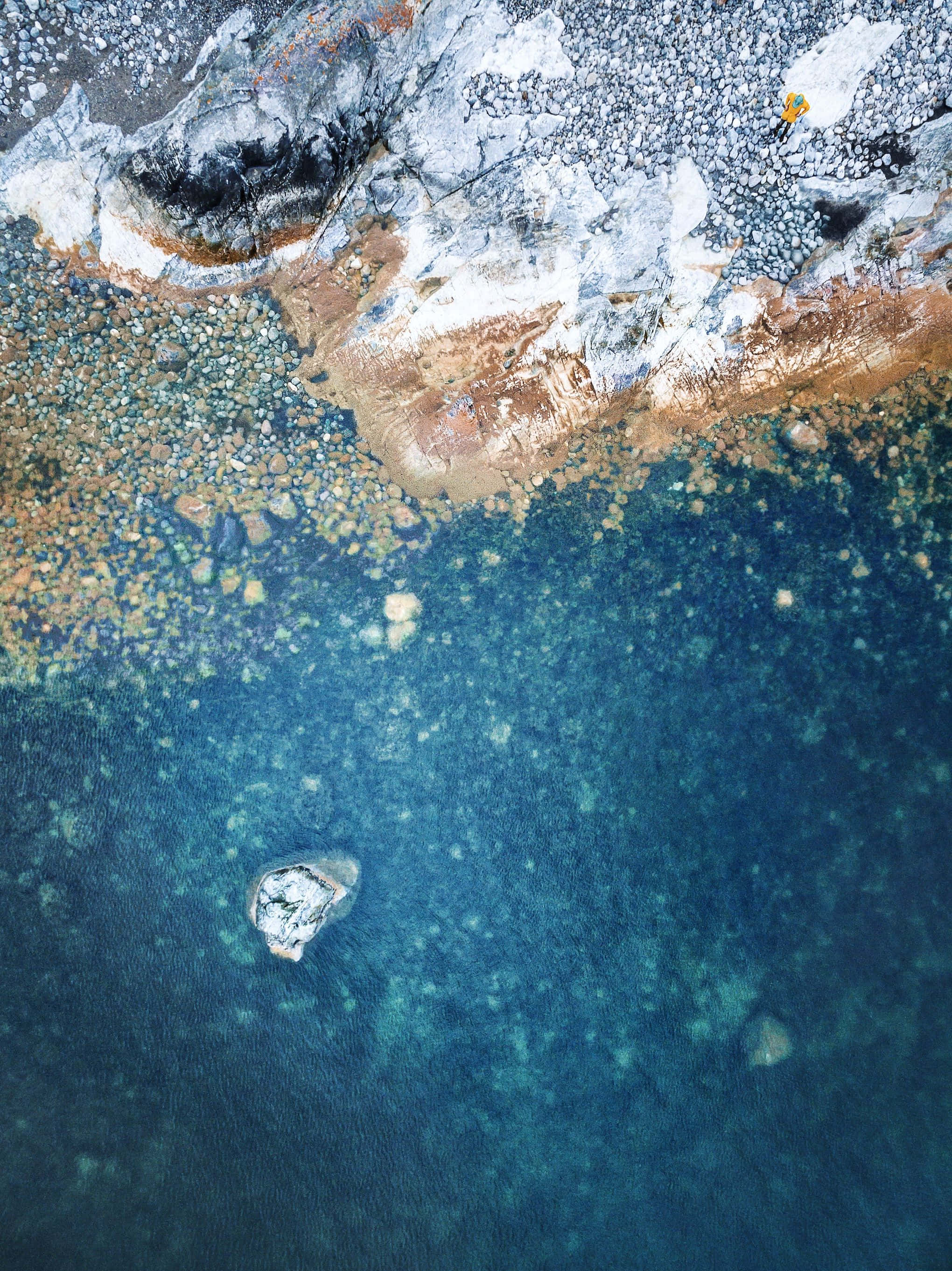 iPad Pro, turquoise waters, rugged rocky coastline, 2K Phone Wallpaper