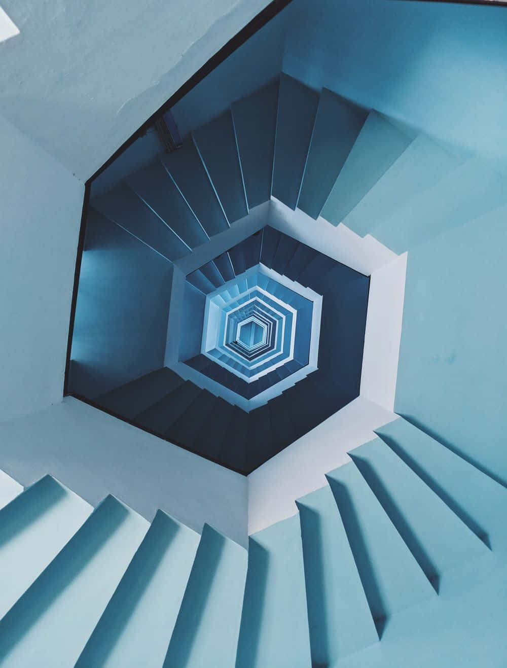 iPad Pro, cool blue tones, geometric spiral staircase, HD Phone Wallpaper