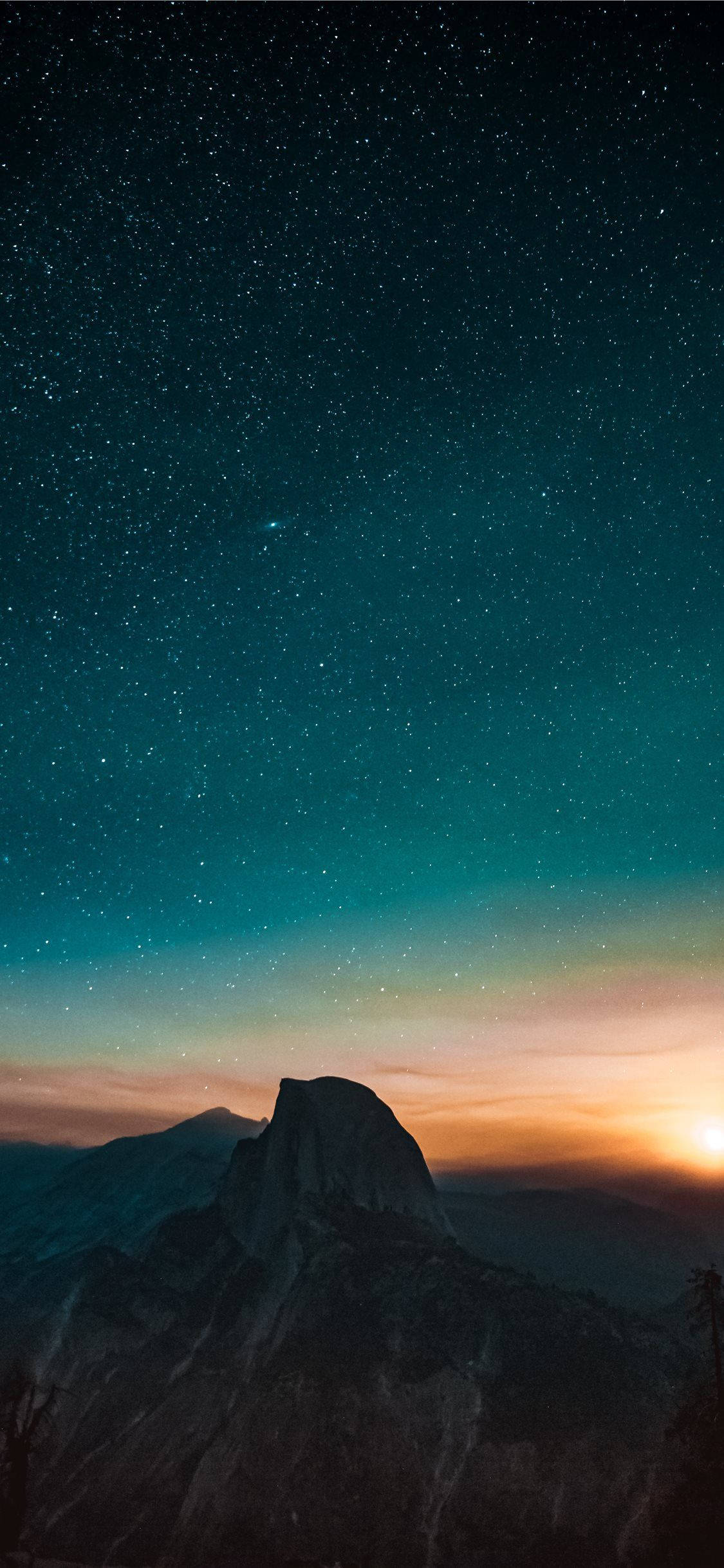 iPhone 11, starry sunset, mountain, Full HD Phone Wallpaper