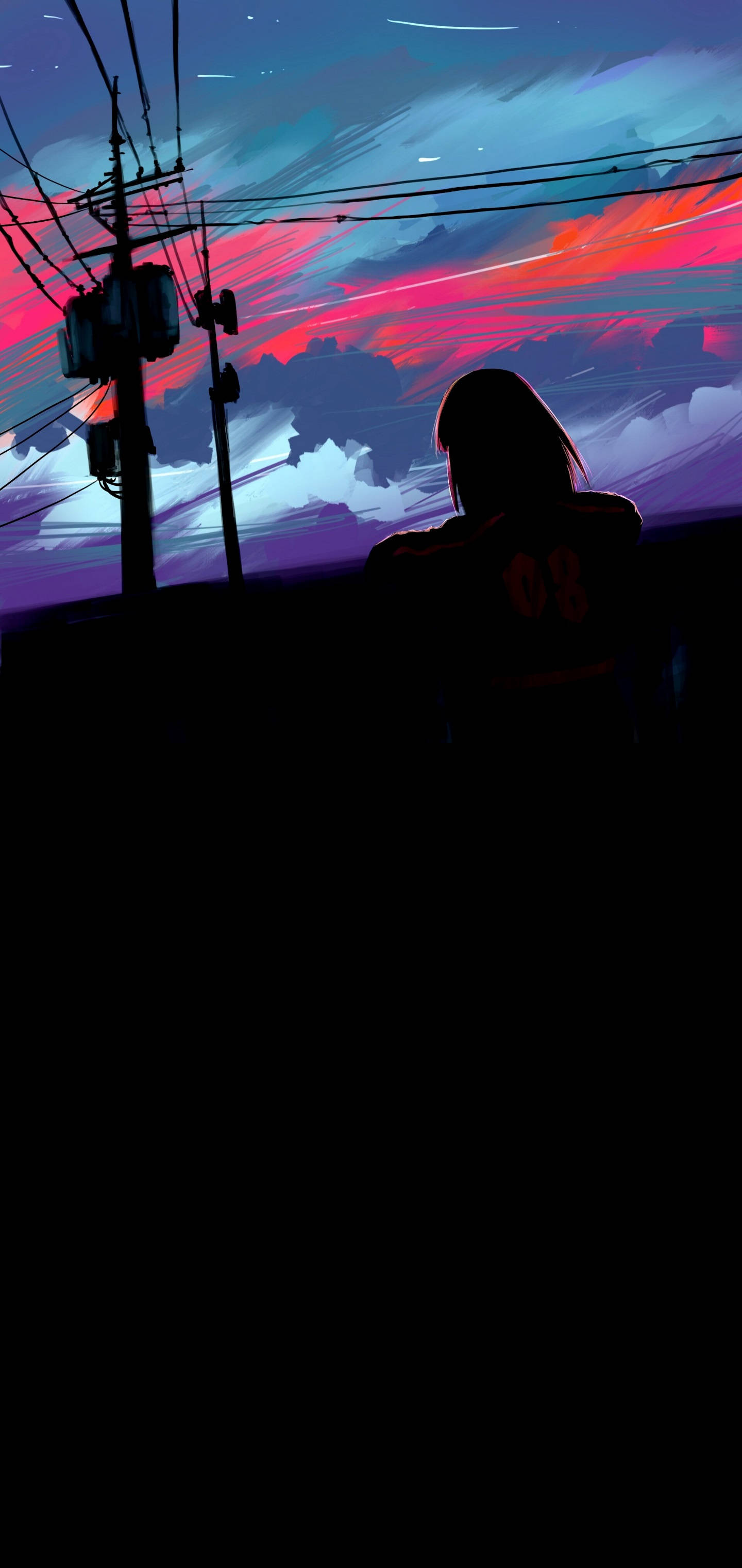 iPhone 11, anime aesthetic, girl, 2K Phone Wallpaper