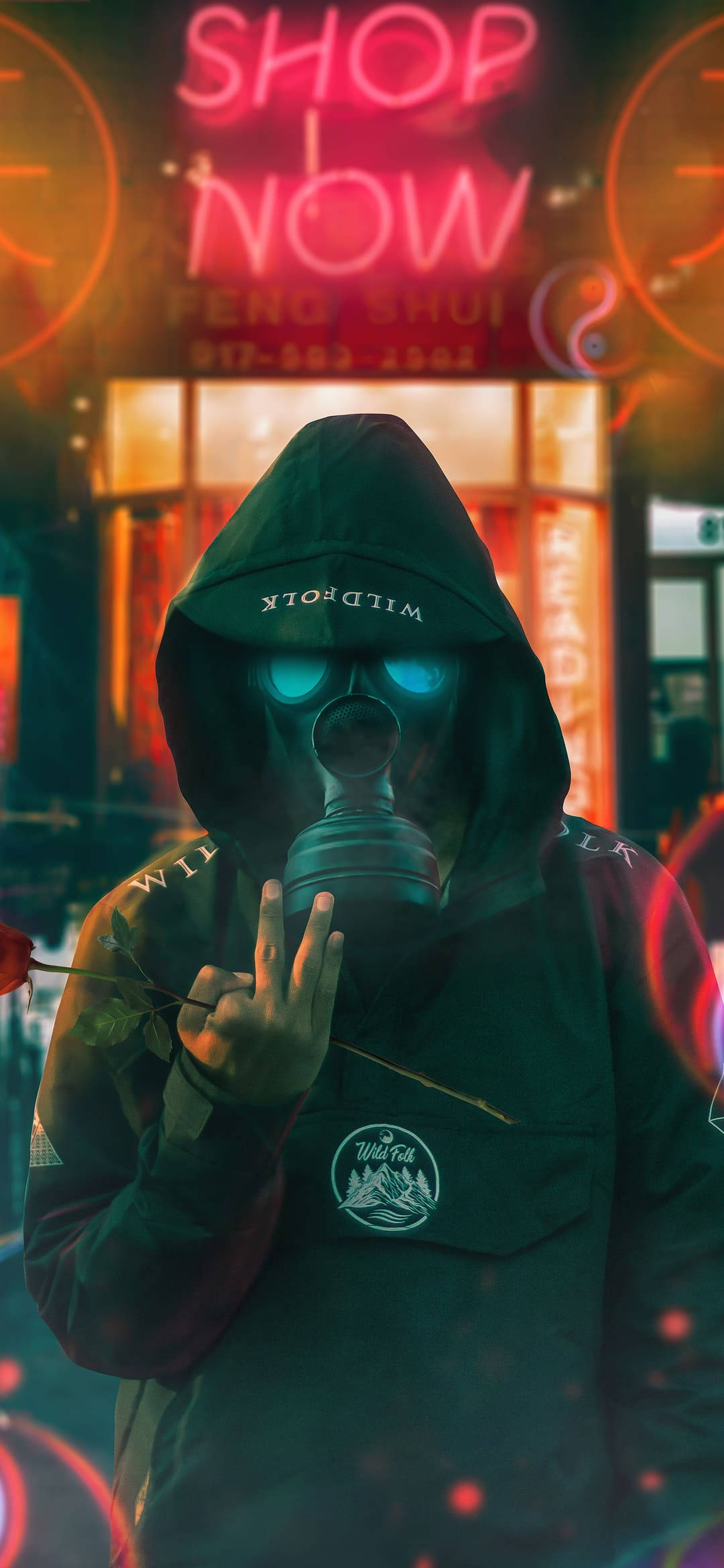 iPhone 11, hooded figure, gas mask, Full HD Phone Wallpaper